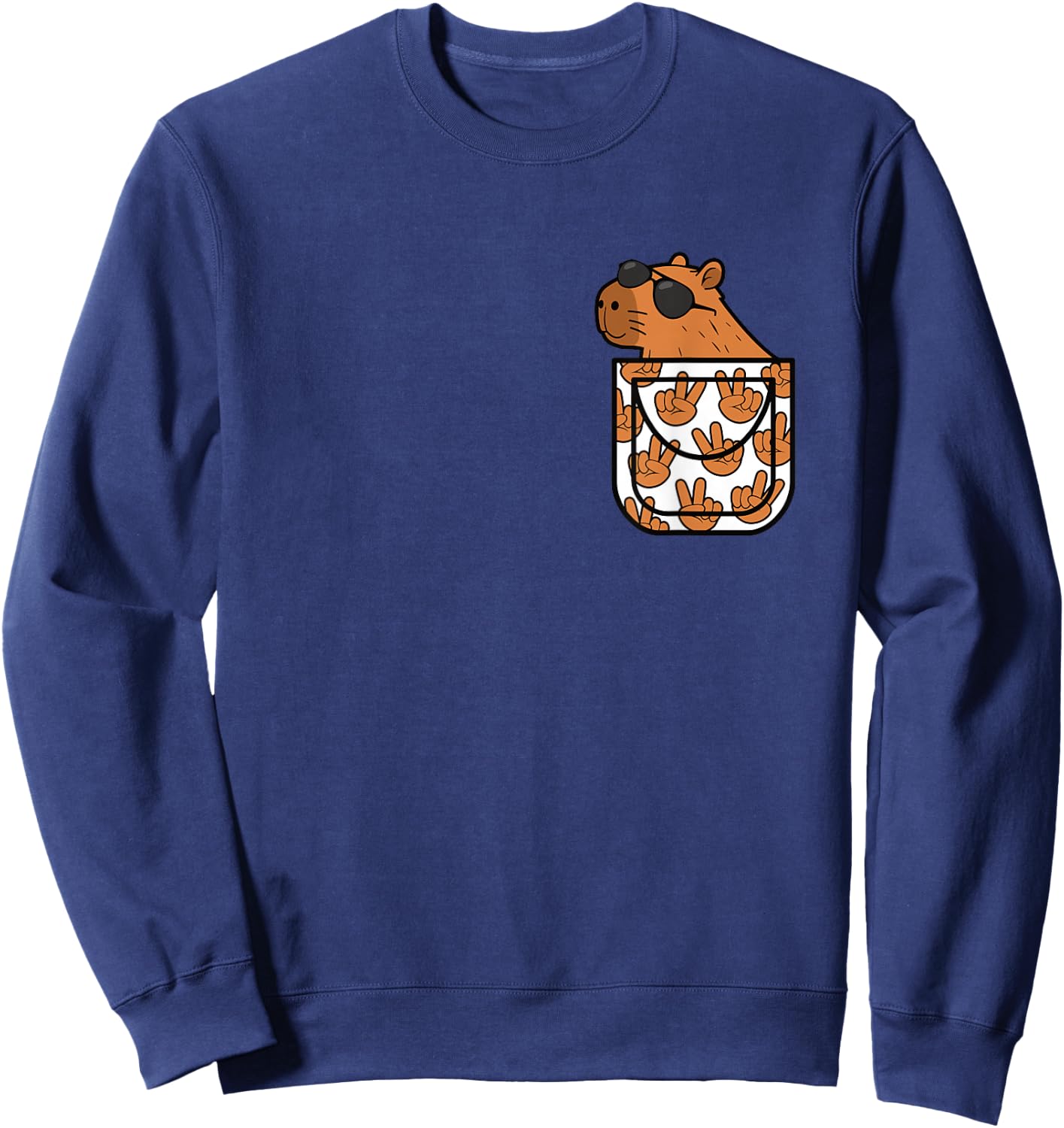 Funny Capybara Pocket Rodent Capybara Lover Men Women Kids Sweatshirt - Sweatshirt | Navy