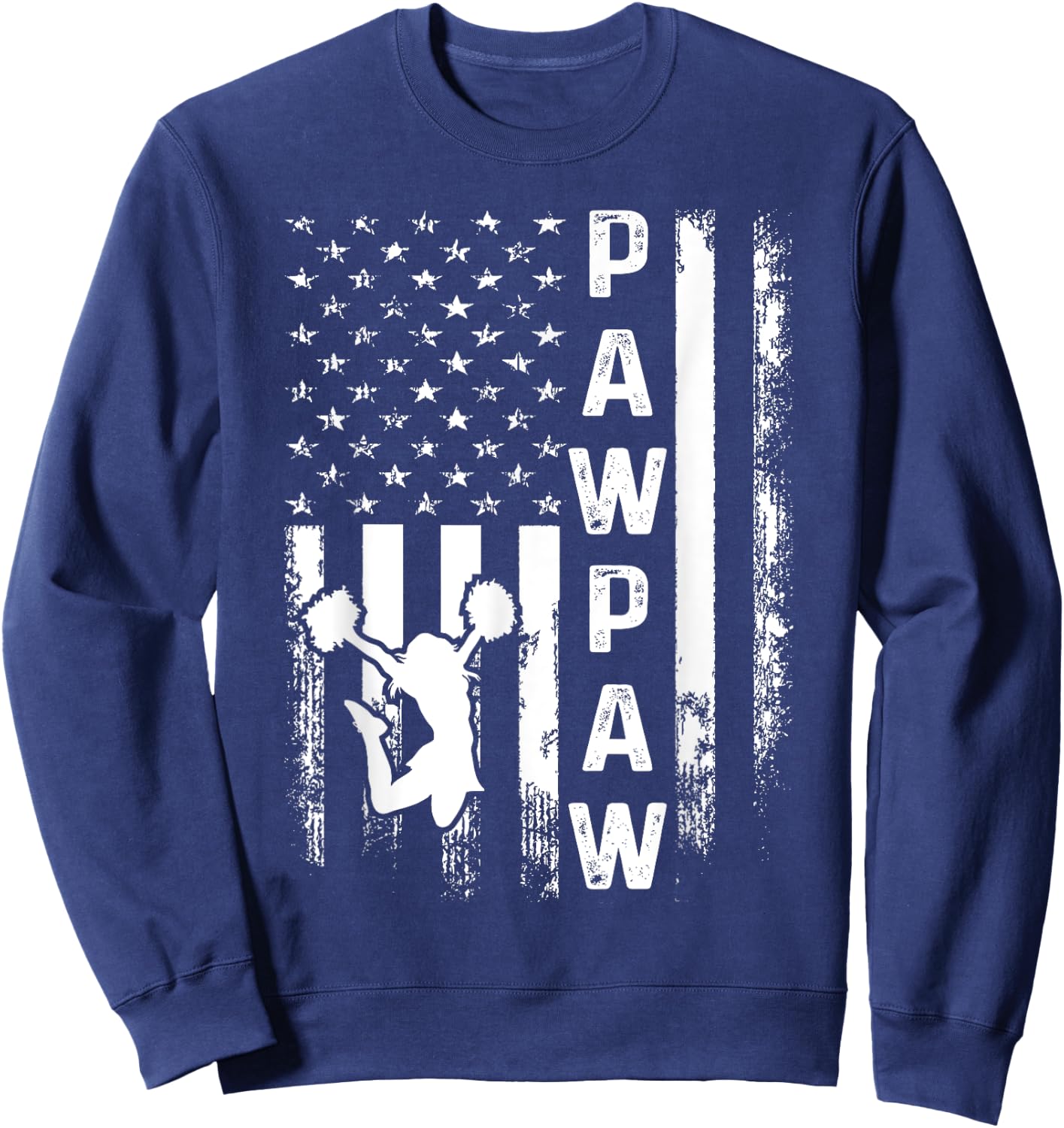 Cheer Pawpaw American Flag Cheerleading Cheerleader Sweatshirt - Sweatshirt | Navy
