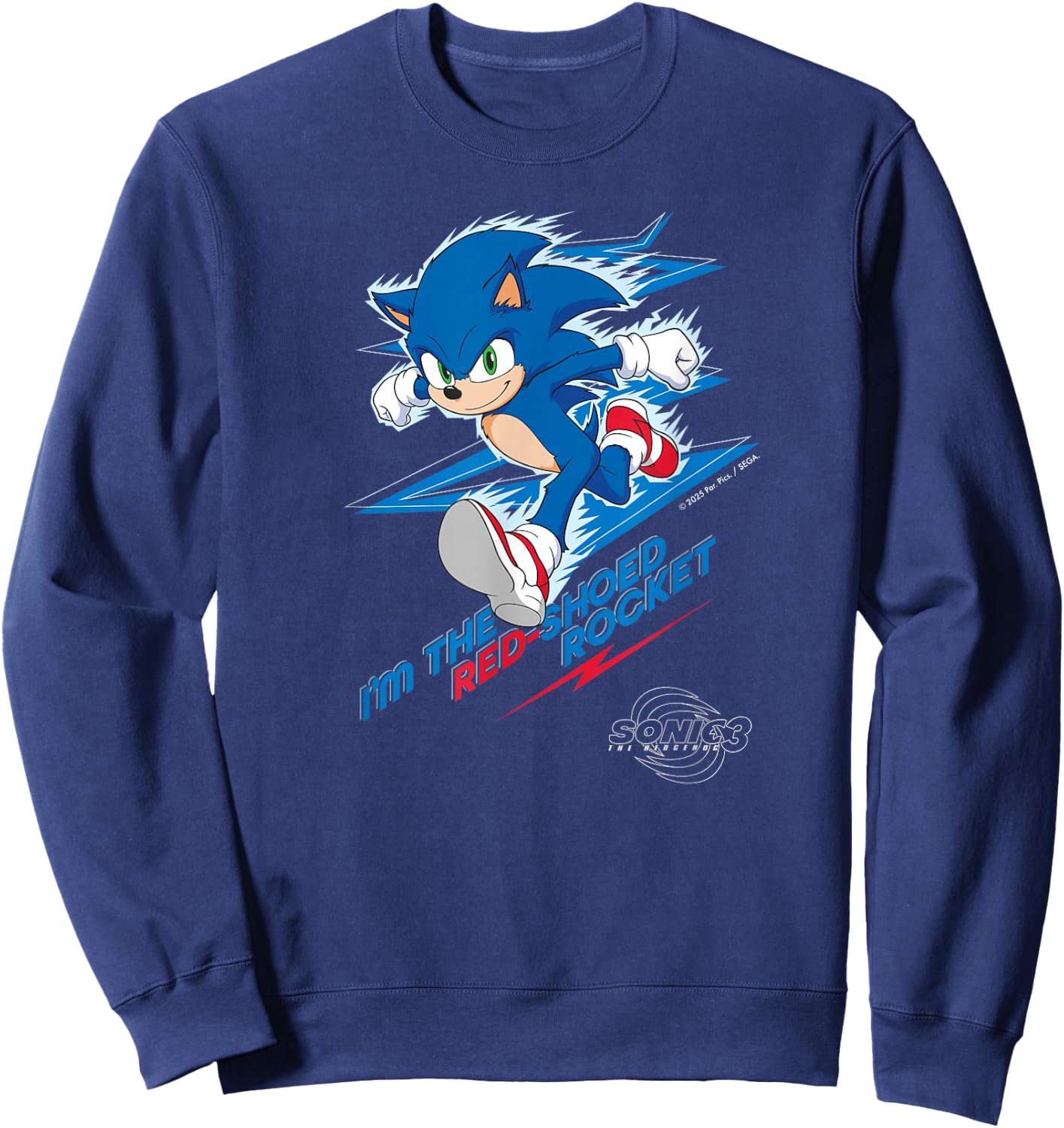 Sonic The Hedgehog 3 - Sonic I'm The Red-Shoed Rocket Sweatshirt - Sweatshirt | Navy