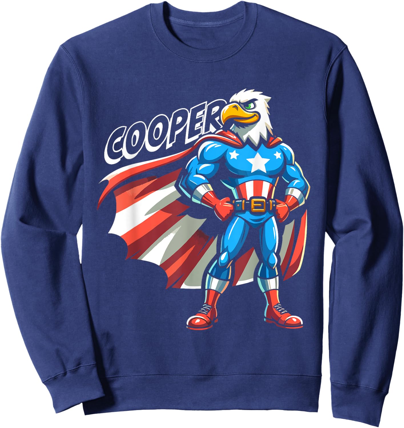 Cooper USA Eagle Patriotic Superhero for Boys Name Cooper Sweatshirt - Sweatshirt | Navy