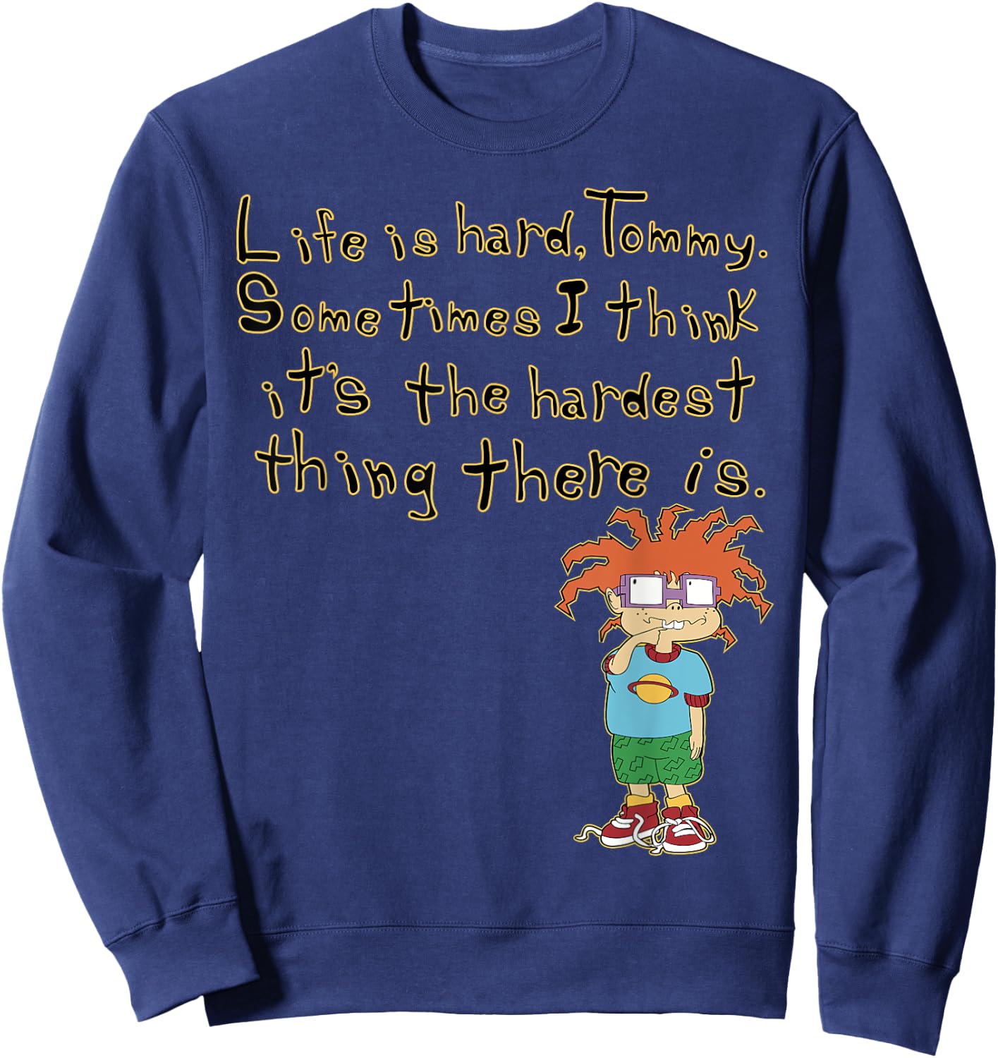 Mademark x Rugrats - Chuckie “Life is Hard, Tommy” Rugrats Sweatshirt - Sweatshirt | Navy