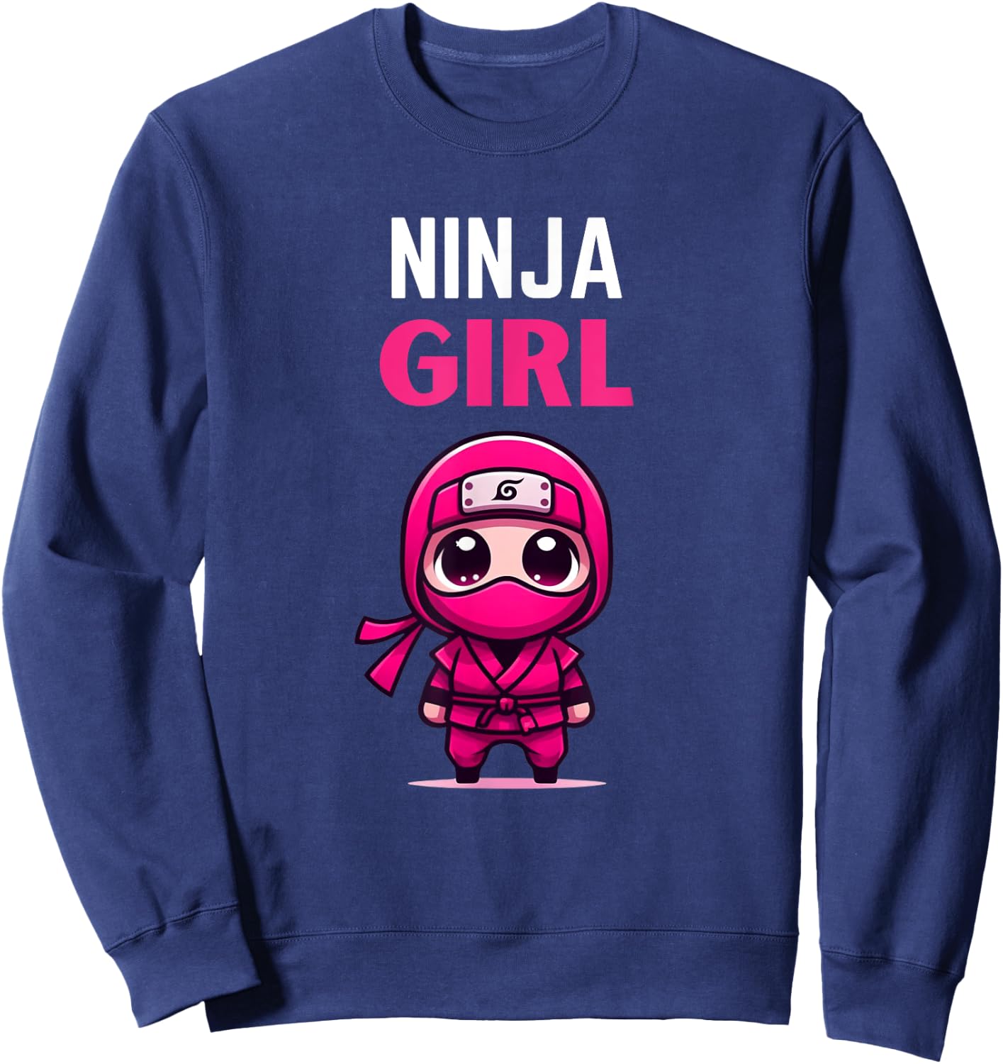 Birthday Ninja Girl Cute Kids Ninja Sweatshirt - Sweatshirt | Navy