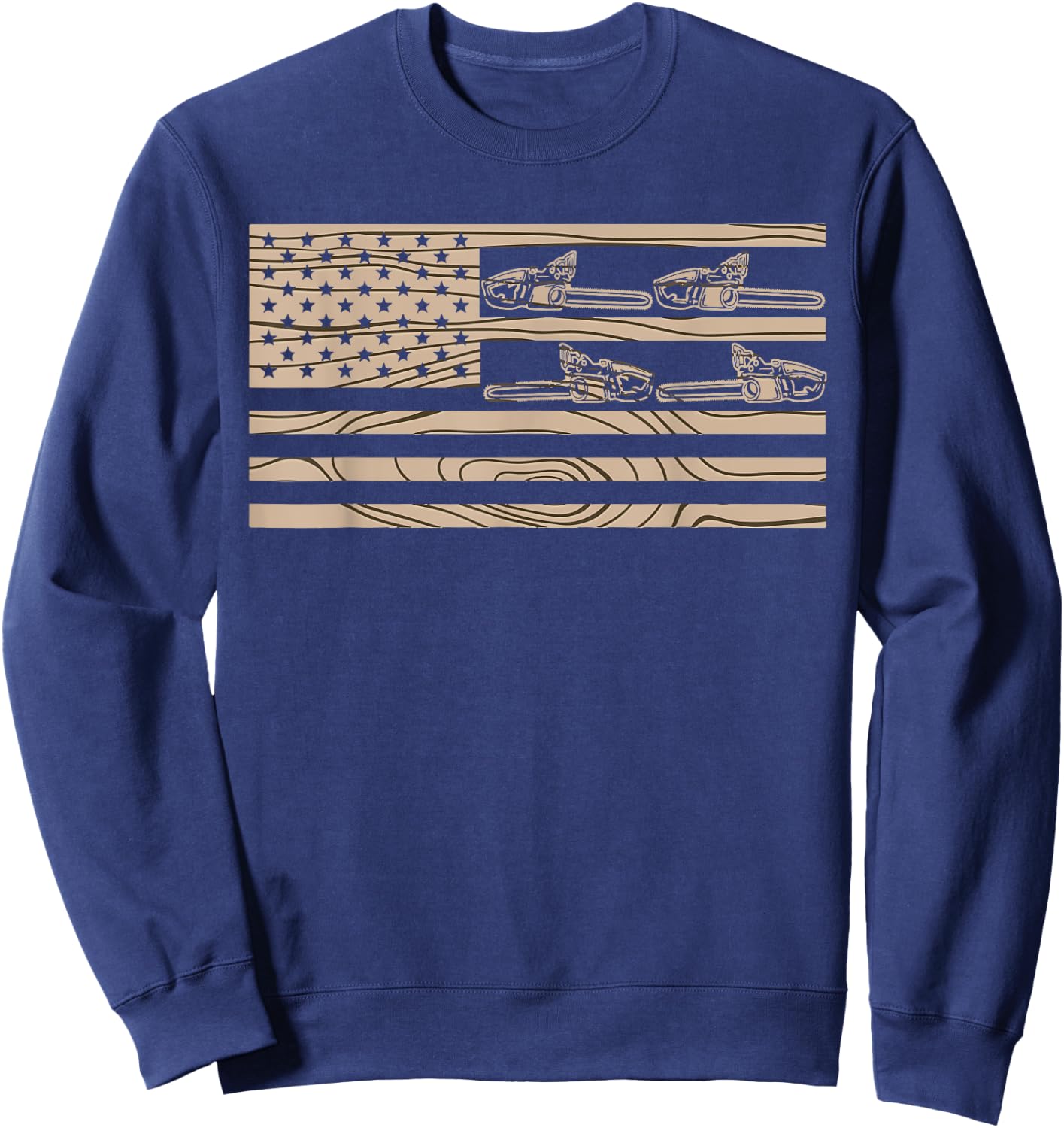 Lumberjack Logger Lumber USA Flag Chainsaw Sweatshirt - Sweatshirt | Navy