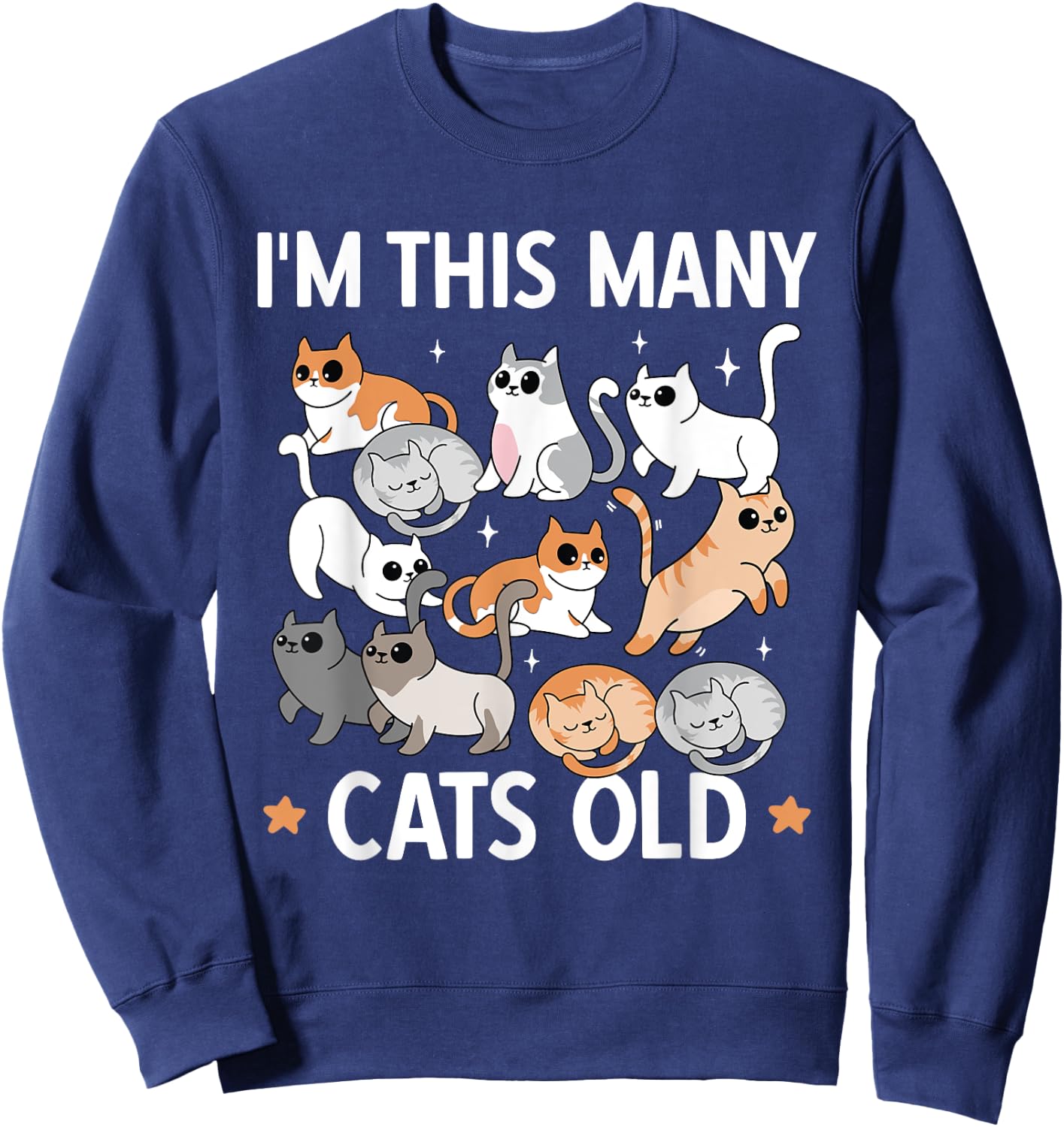 I'm This Many Cats Old 11th Birthday Party Kitten Cat Sweatshirt - Sweatshirt | Navy