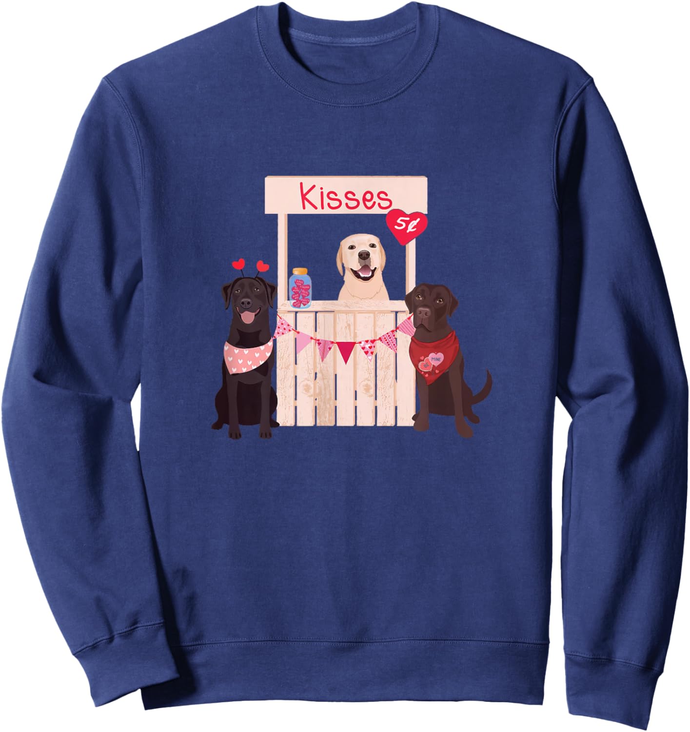 Labrador Retriever Valentines Day Dog Mom Dog Lovers Women Kids Sweatshirt - Sweatshirt | Navy