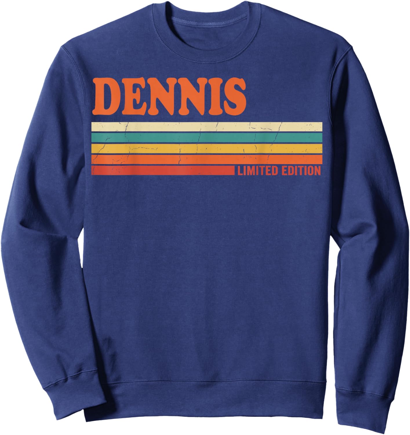 Dennis Retro Personalized First Name Vintage Stripes Sweatshirt - Sweatshirt | Navy