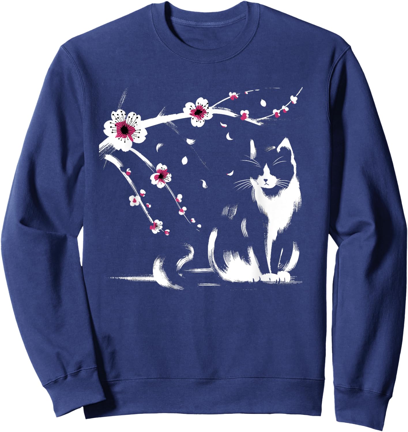 Kawaii Cat Anime Japanese Retro Men Women Kids Funny Cat Sweatshirt - Sweatshirt | Navy