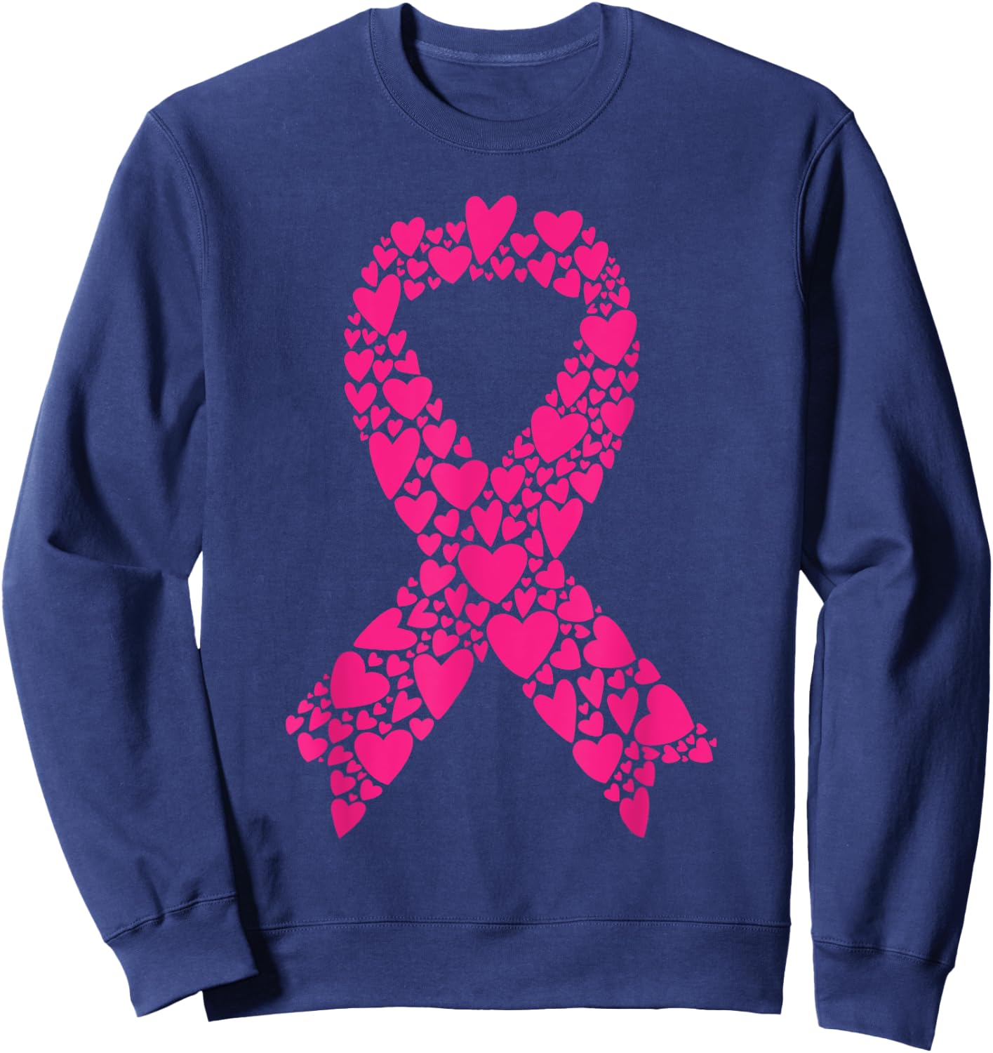 Cute Pink Ribbon Breast Cancer Awareness Women Men Kids Sweatshirt - Sweatshirt | Navy