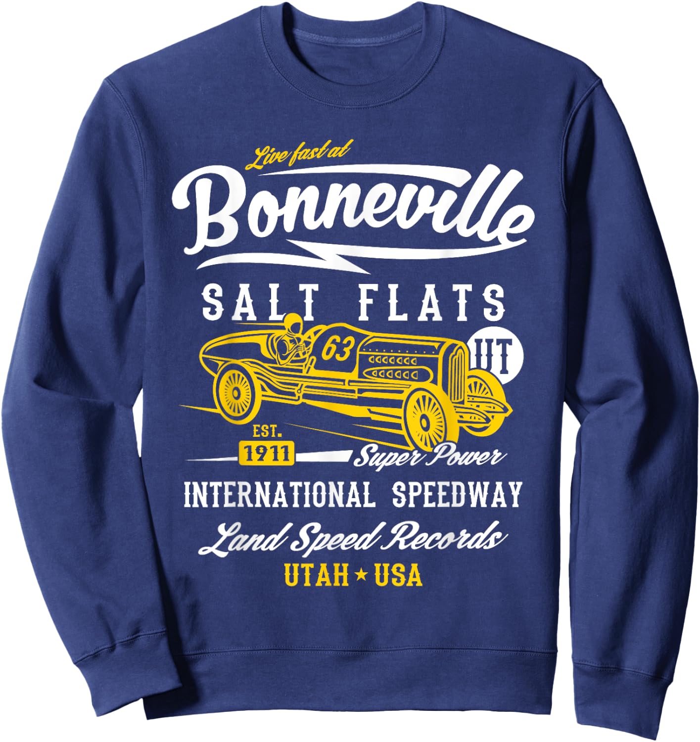 Bonneville Salt Flats Utah Speedway Design Sweatshirt - Sweatshirt | Navy