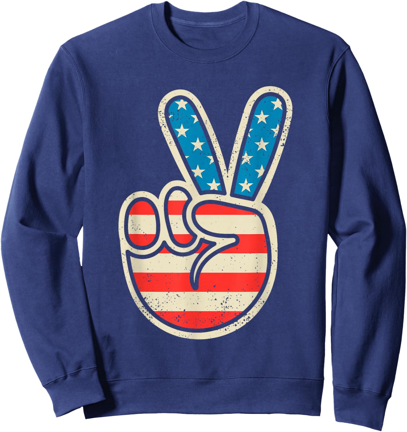 American Flag Peace Sign 4th Of July Patriotic Boys Toddler Sweatshirt - Sweatshirt | Navy