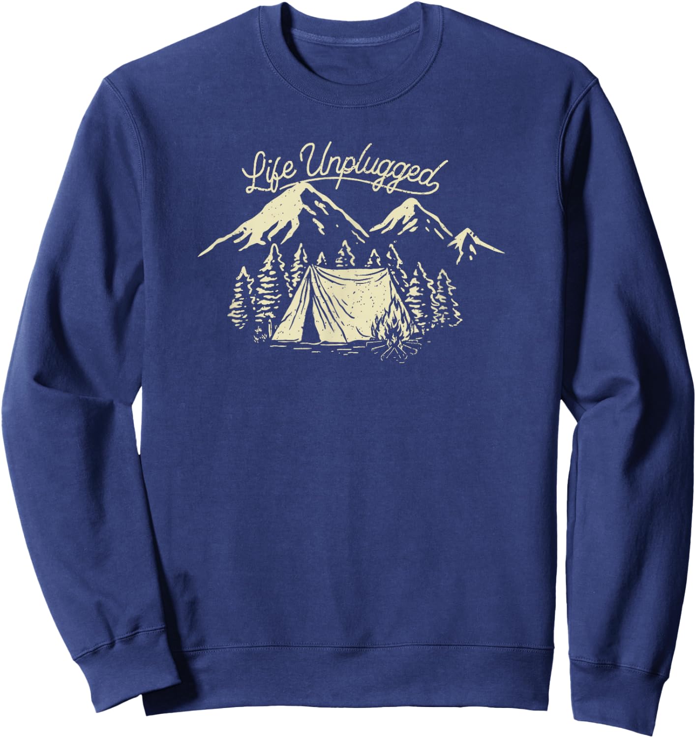 Trendy Life Unplugged Mountain Camp Site Sweatshirt - Sweatshirt | Navy