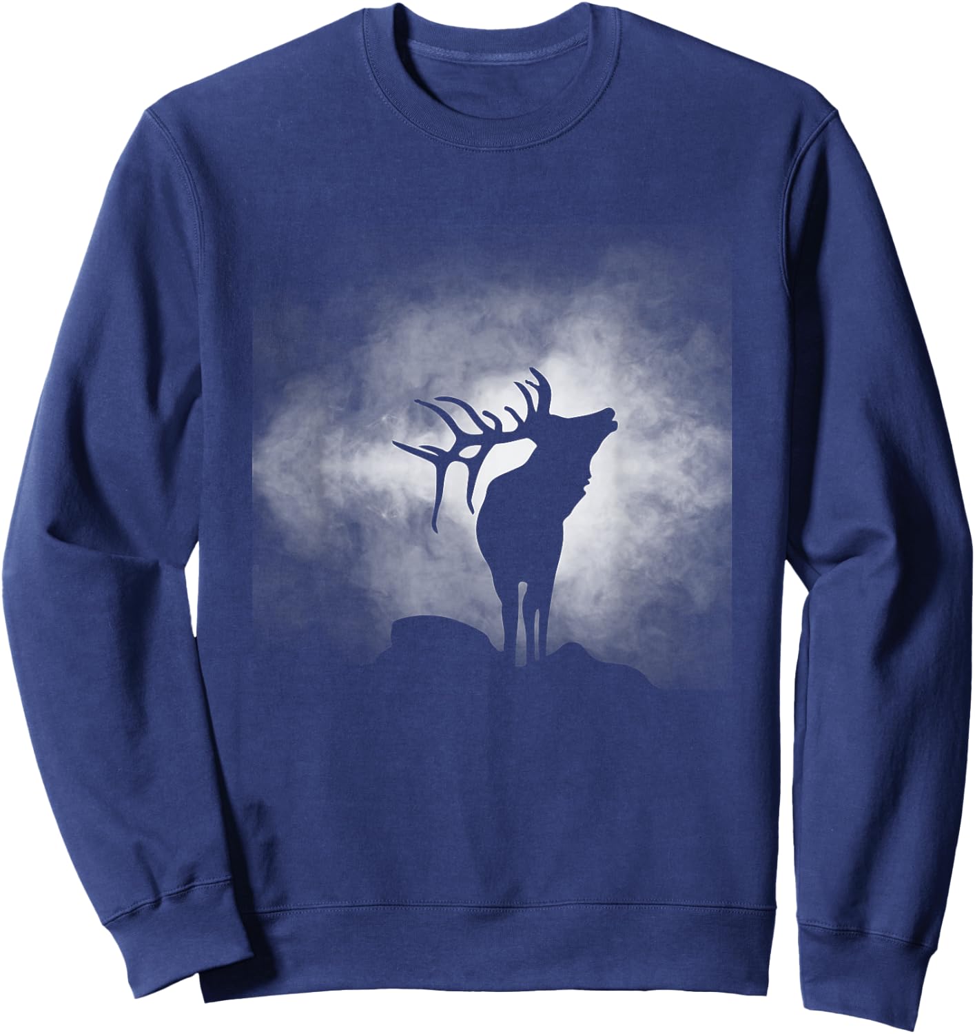 BASBO Outdoor Antlers Elk Deer , Small, Black Sweatshirt - Sweatshirt | Navy