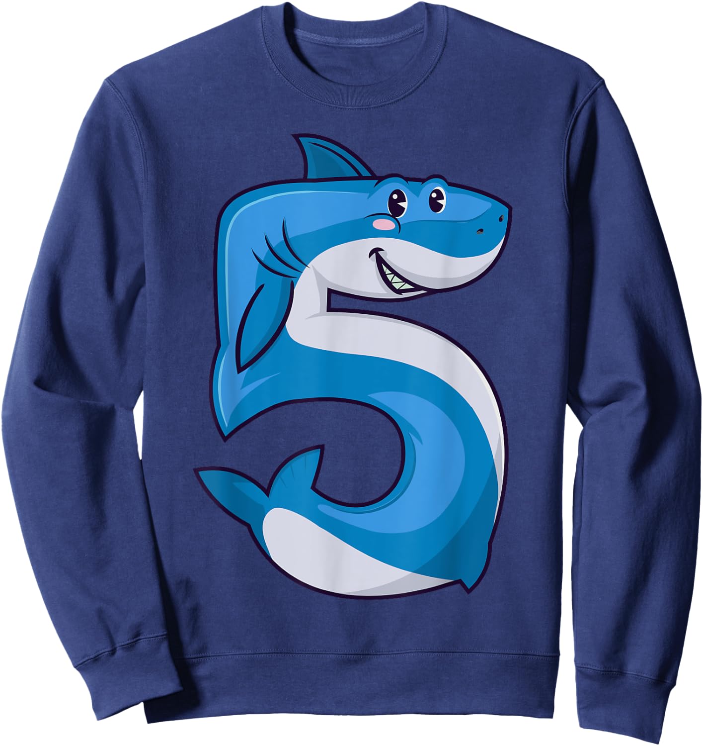 Shark 5th Birthday 5 Years Old Kids Boys Toddler Fifth Party Sweatshirt - Sweatshirt | Navy