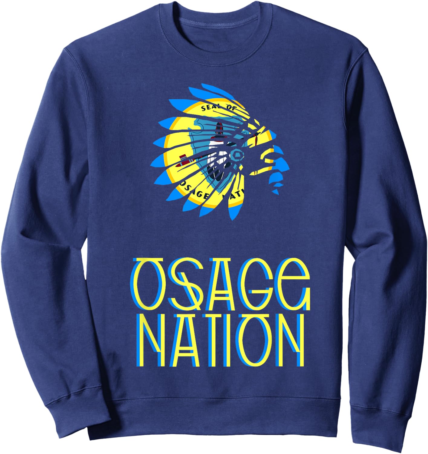 Osage Tribal Nation Flag | Native American | Headdress Sweatshirt - Sweatshirt | Navy