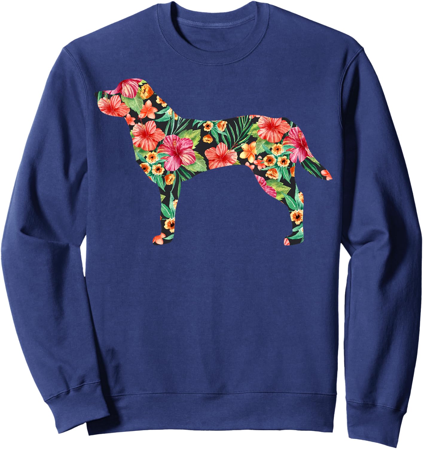 Labrador Flower Funny Dog Silhouette Floral Gifts Women Men Sweatshirt - Sweatshirt | Navy