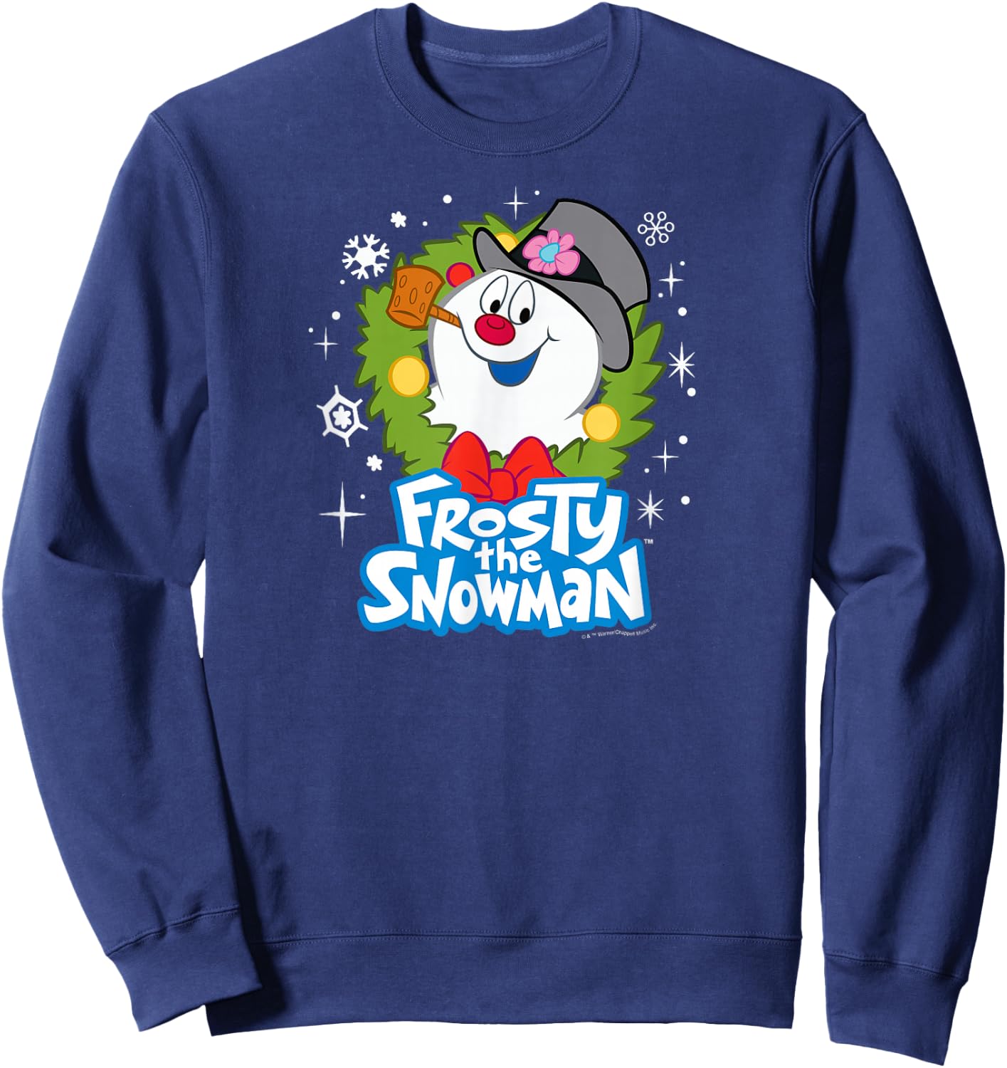 Frosty The Snowman - Christmas Wreath Sweatshirt - Sweatshirt | Navy