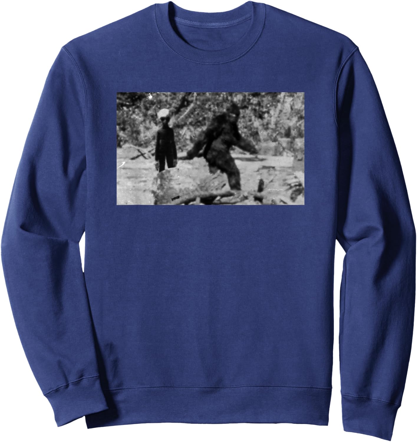 Sasquatch and The Space Alien | Bigfoot Extraterrestrial Sweatshirt - Sweatshirt | Navy