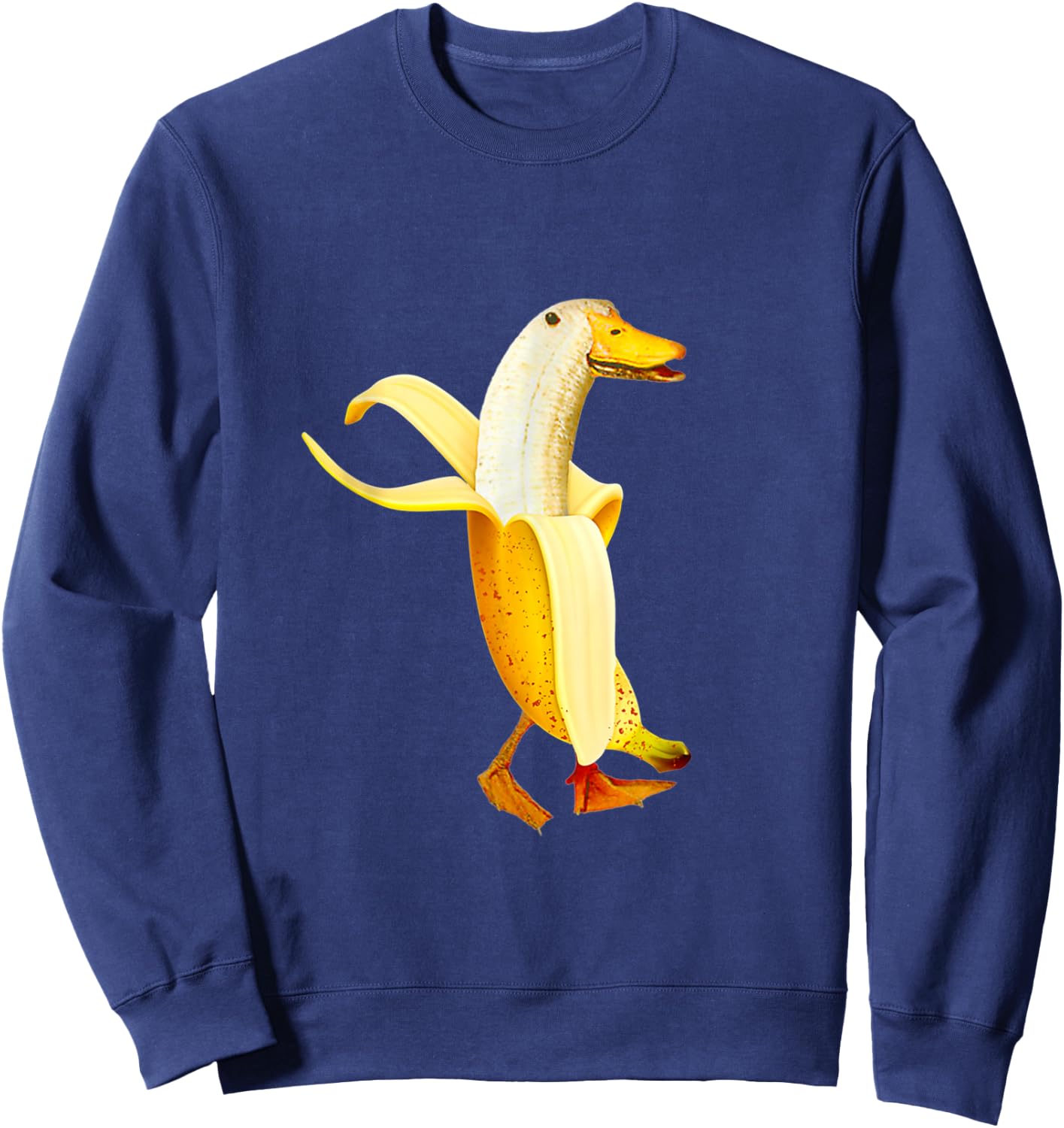 Banana Duck. Funny Anthropomorphic Fruit Animals Sweatshirt - Sweatshirt | Navy