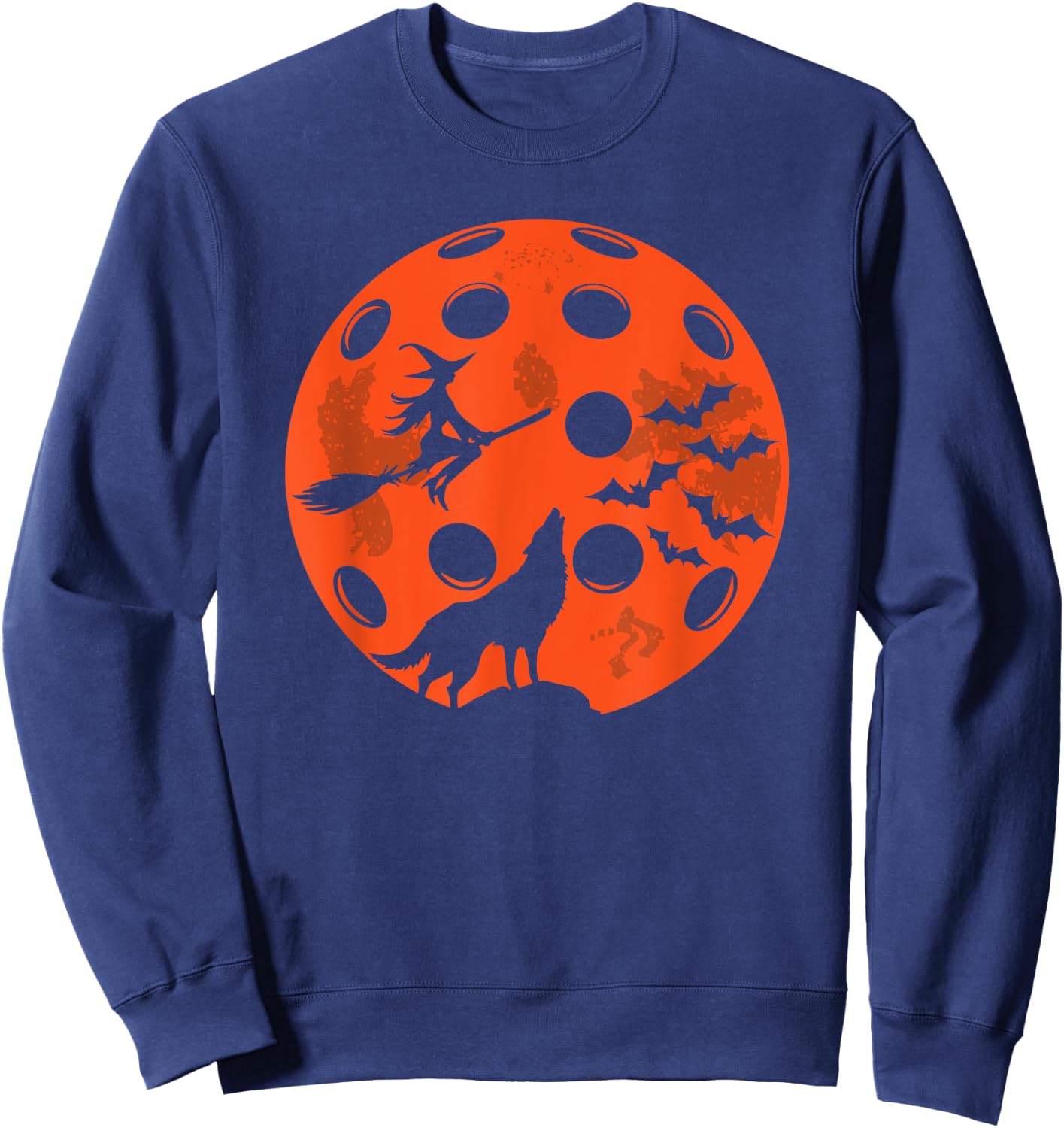 Halloween Pickleball Moon Spooky Graphic Sweatshirt - Sweatshirt | Navy