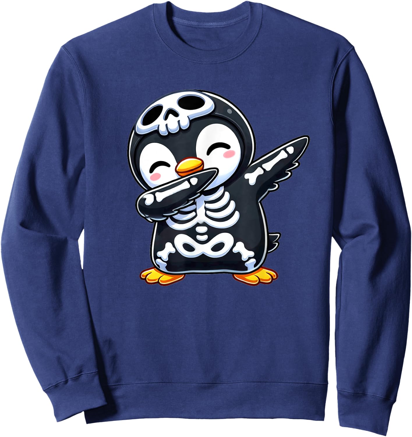 Penguin Halloween Skeleton Kids Women Men Penguin Sweatshirt - Sweatshirt | Navy
