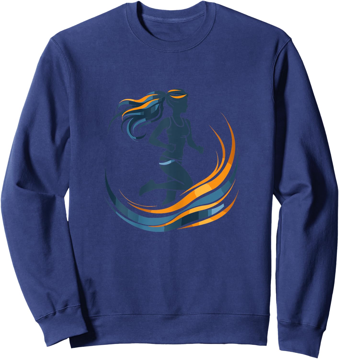 Female Runner Graphic Exercising for Girls Sweatshirt - Sweatshirt | Navy