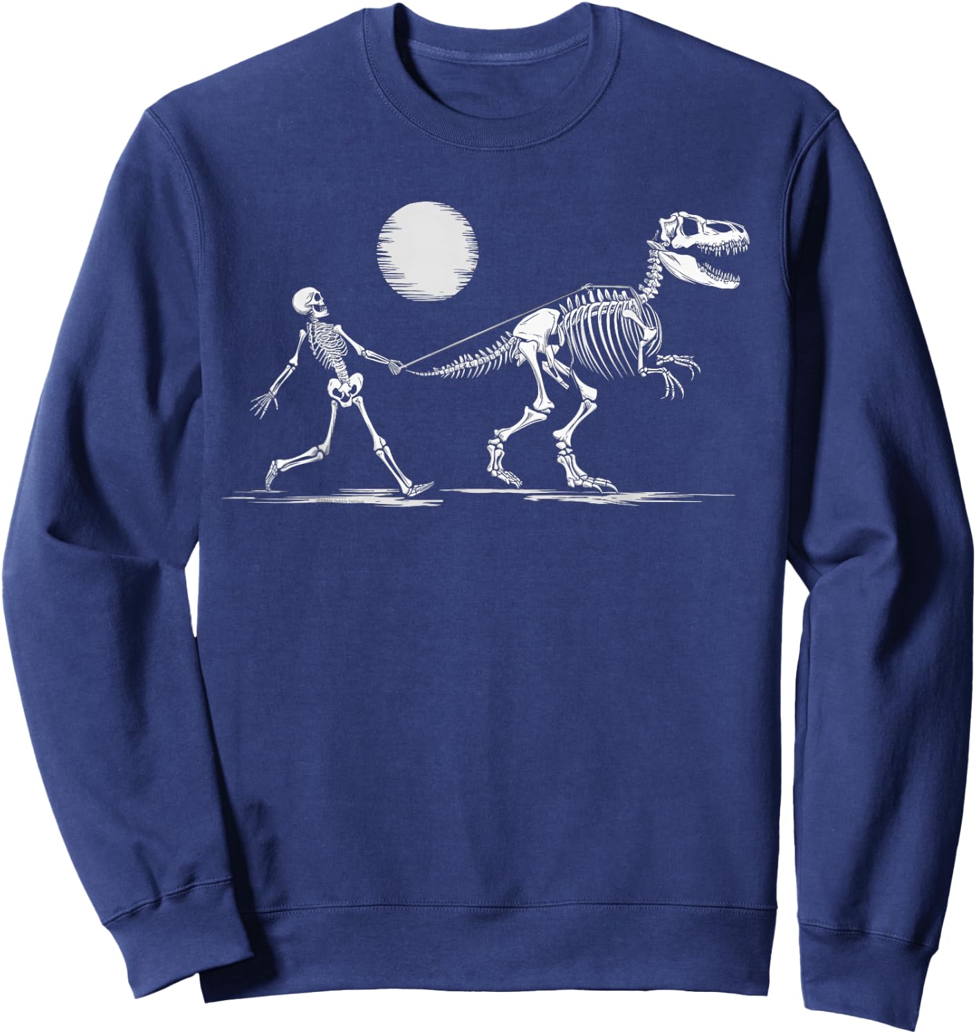 Funny Skeleton T-Rex Boys Girls Skeleton Walking a Dinosaur Sweatshirt - Sweatshirt | Navy