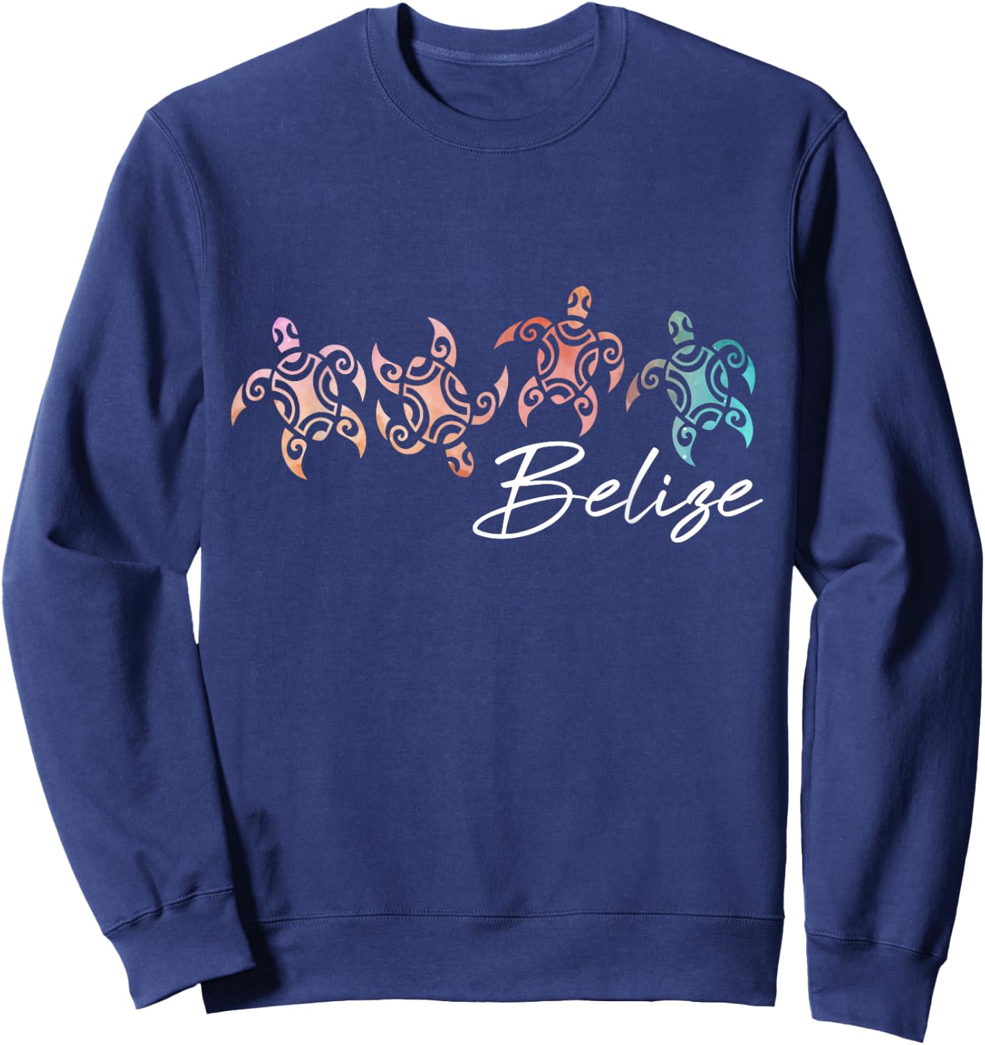 Belize Souvenir Tribal Sea Turtles Sweatshirt - Sweatshirt | Navy