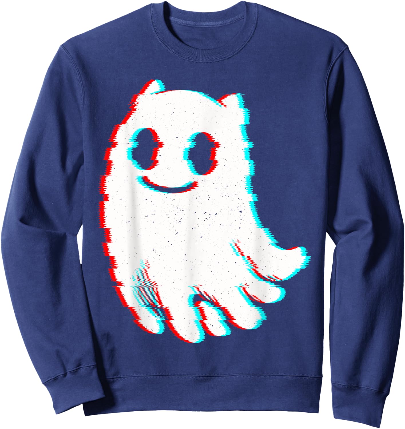 Funny Cat Ghost Vaporwave Outfit Techno Rave EDM Music Sweatshirt - Sweatshirt | Navy