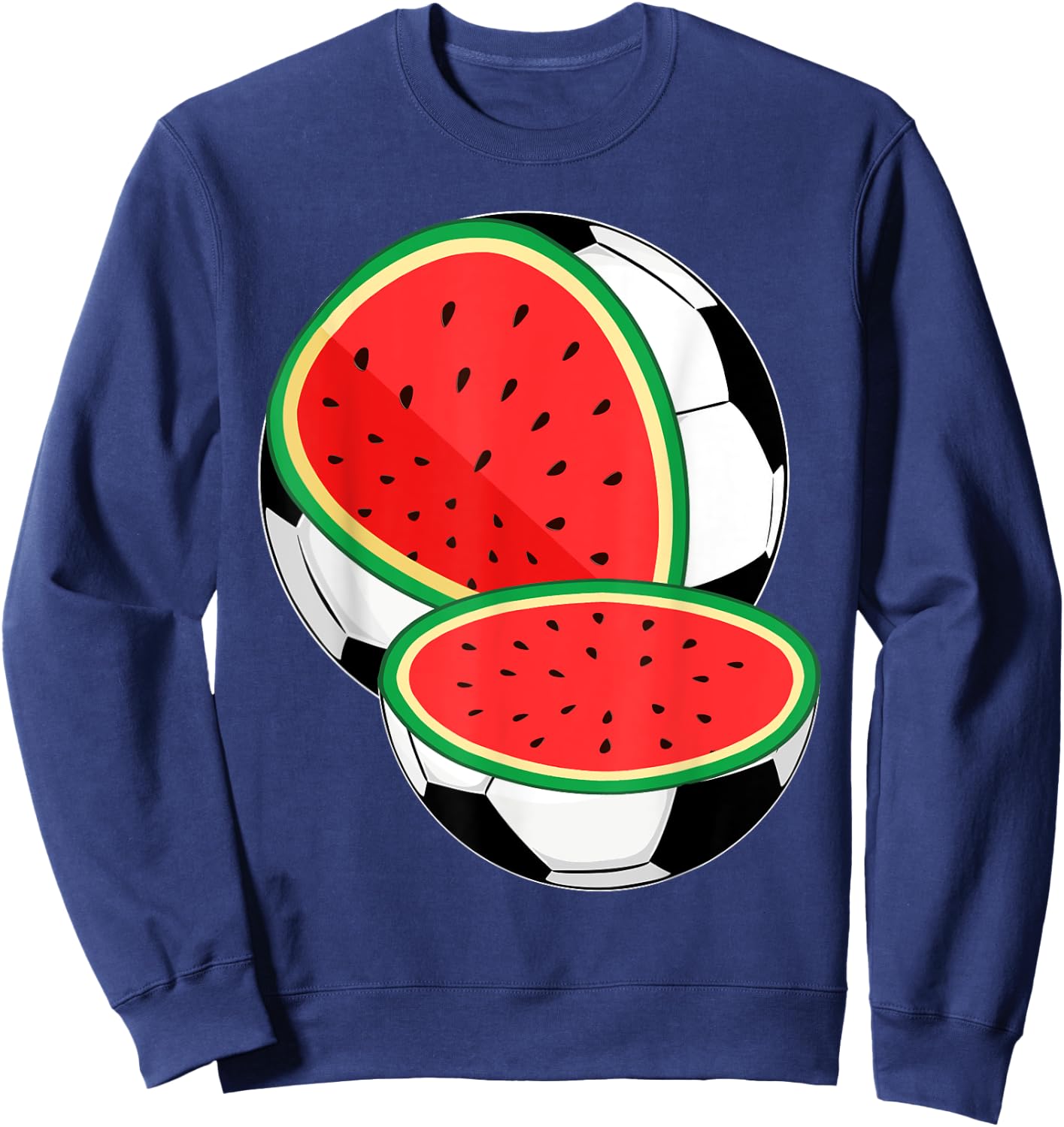 Funny Watermelon Soccer Ball Tropical Melon Summer Vibes Men Sweatshirt - Sweatshirt | Navy