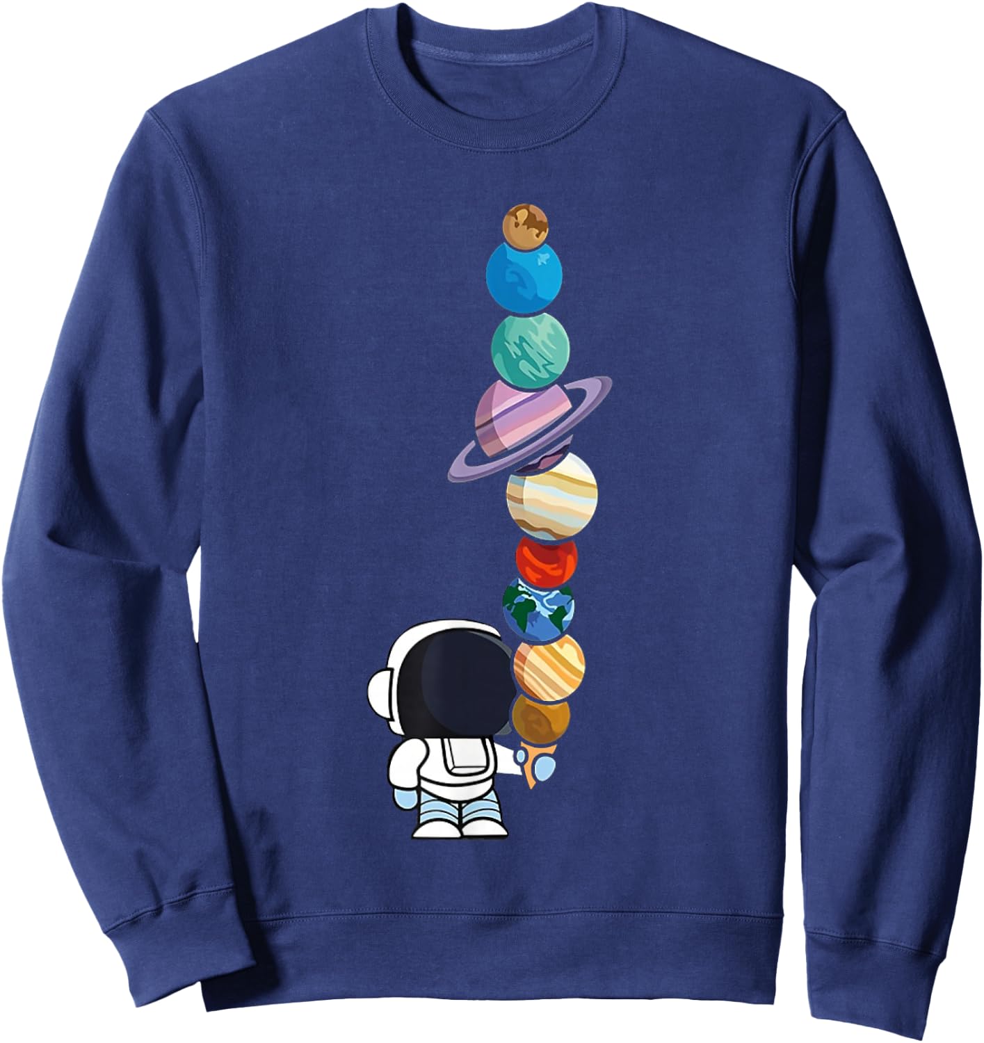 Astronaut Holding Planet Icecream BoysGirls STEM Kids Sweatshirt - Sweatshirt | Navy