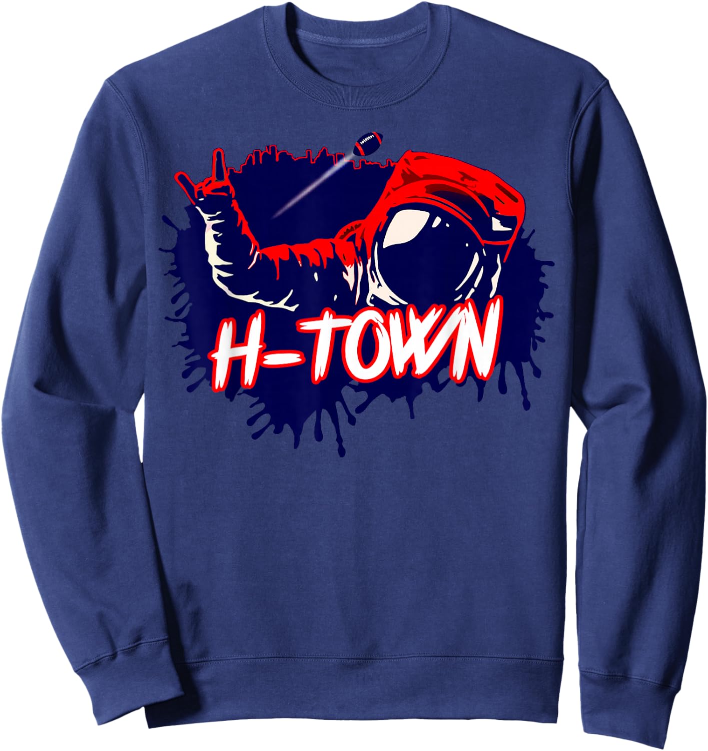 Houston Texas Astronaut H-Town Hand Sign - Houston Football Sweatshirt - Sweatshirt | Navy