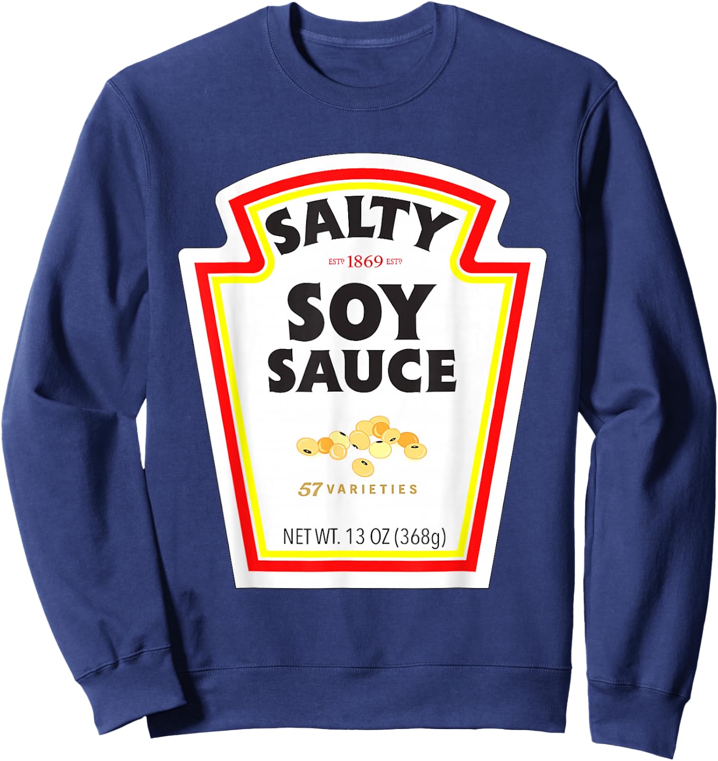 Easy Halloween Matching Costume Salty Soy Sauce Bottle Label Sweatshirt - Sweatshirt | Navy
