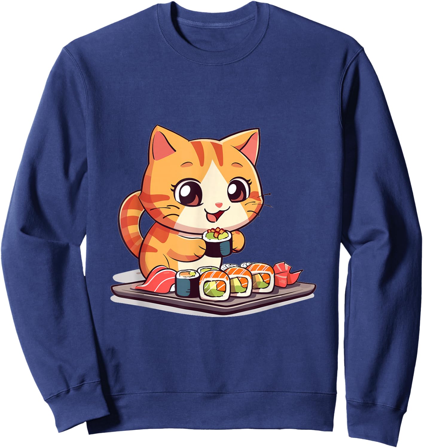 Cats and Sushi Japanese Food Kitten Kawaii Anime Sweatshirt - Sweatshirt | Navy