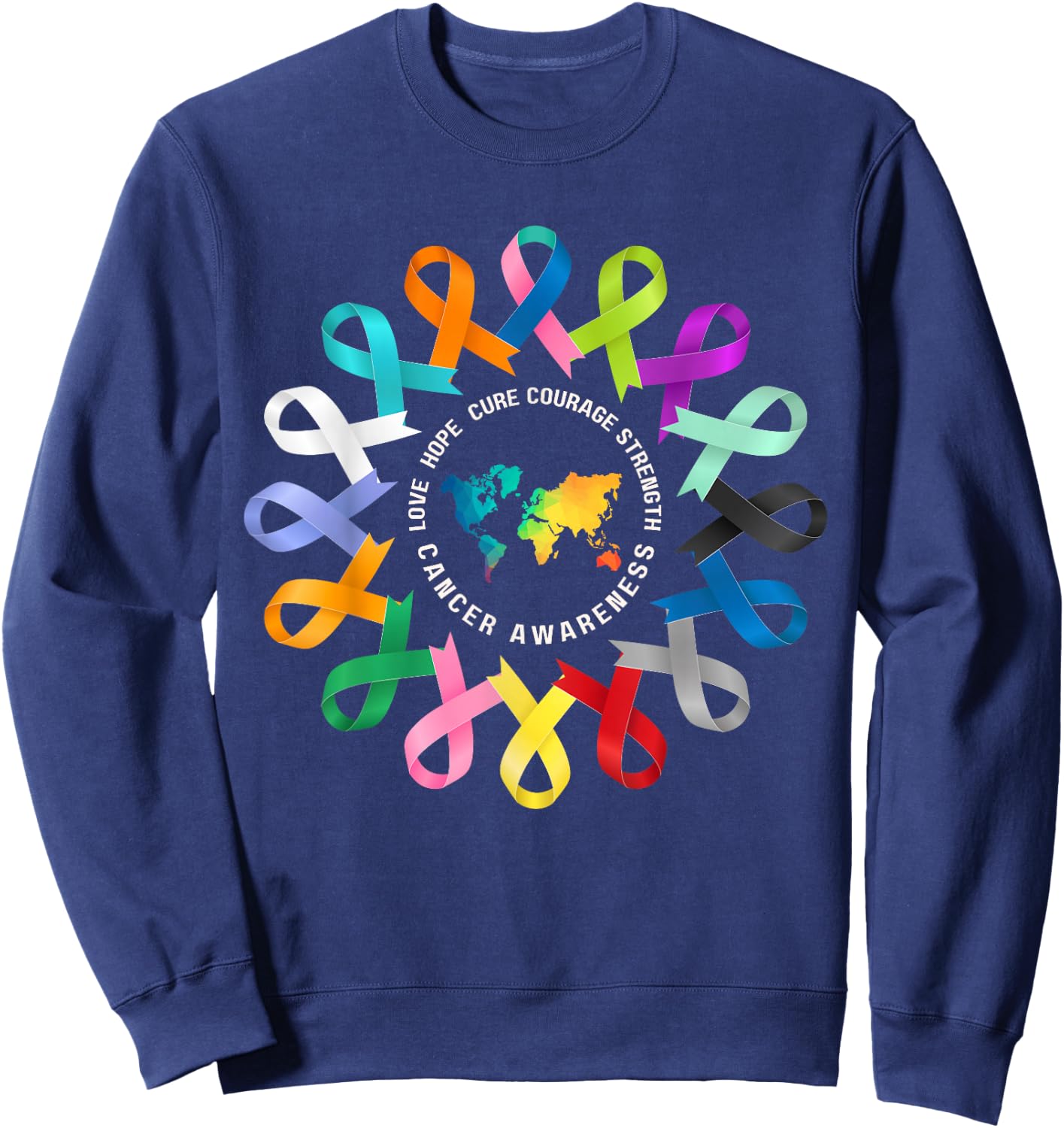 All Cancer Matters Awareness Fight Cancer Ribbon Support Sweatshirt - Sweatshirt | Navy
