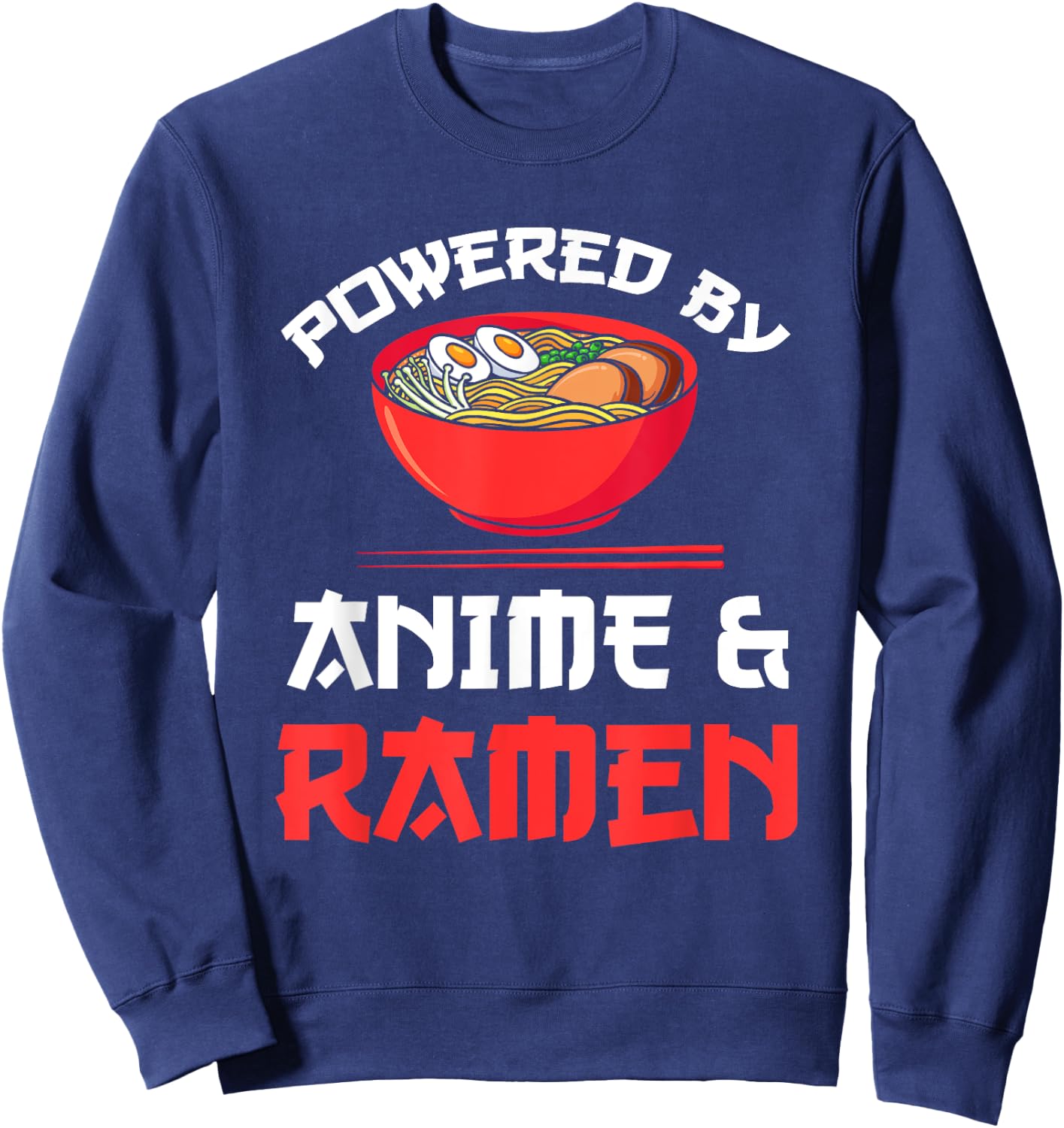Powered by Anime & Ramen Merchandise,Short Sleeve Sweatshirt - Sweatshirt | Navy