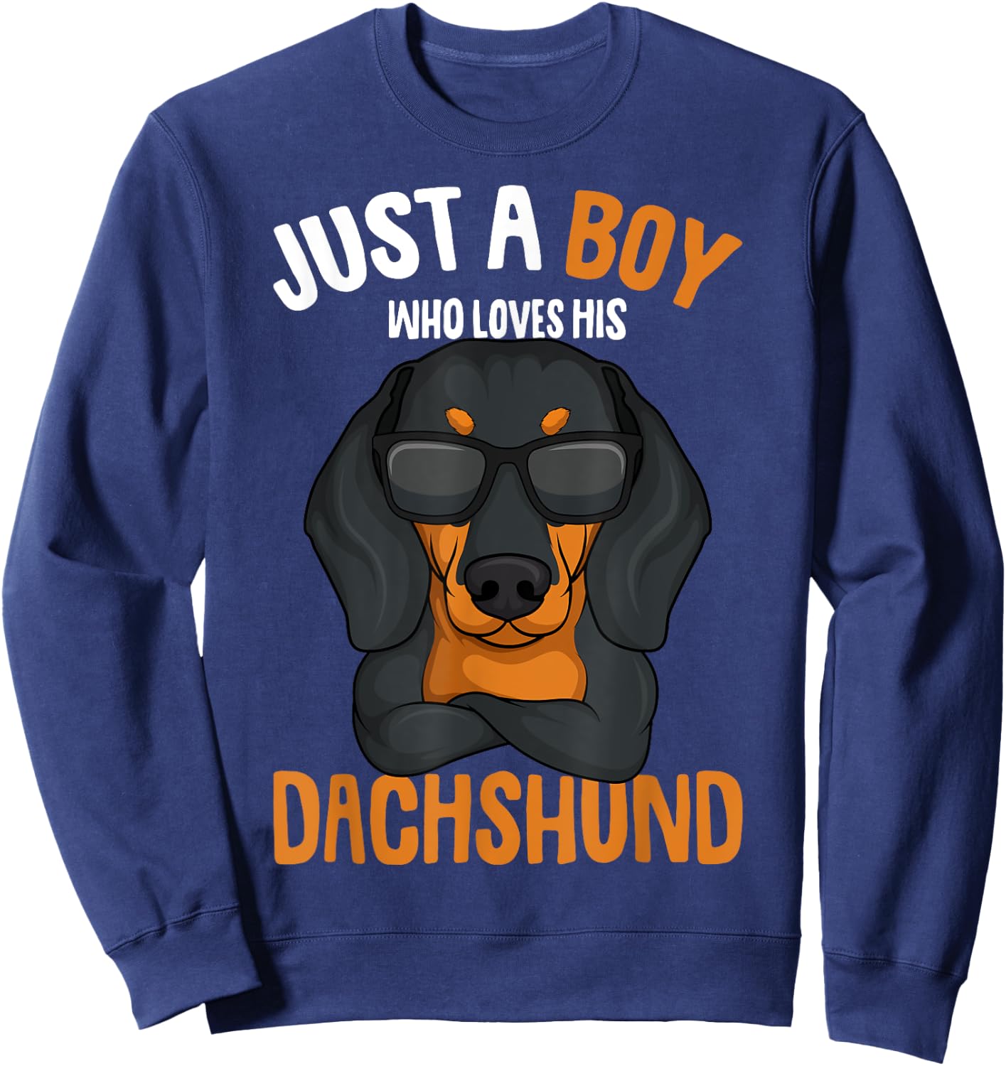 Just a Boy who loves his Dachshund Weiner Dog Kids Boys Sweatshirt - Sweatshirt | Navy