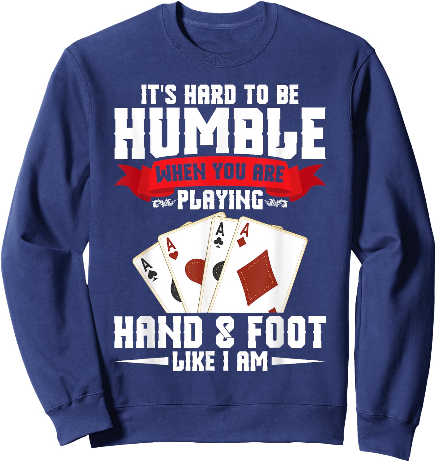 Hand and Foot Cards Set & Hand Foot Clothes -Adults, -Kids Black Small Modern Crew Collar Short Sleeve Sweatshirt - Sweatshirt | Navy