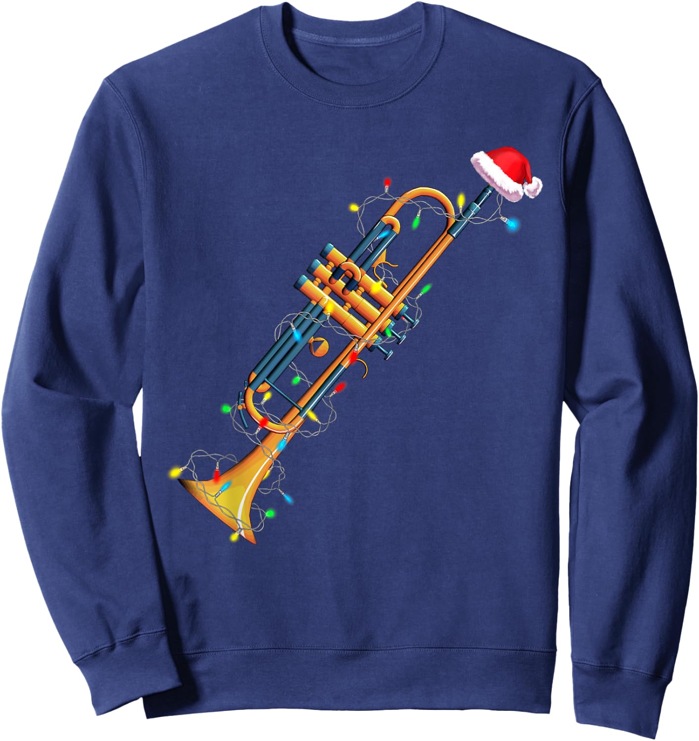 Funny Christmas Trumpet Tree Xmas Trumpet Player Gift Sweatshirt - Sweatshirt | Navy