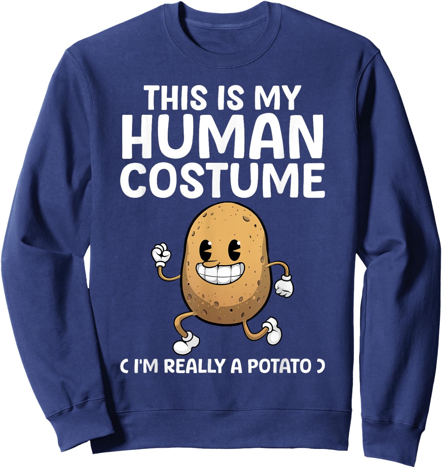 Funny Potato Costume Women Kids Adult Potato Novelty Sweatshirt - Sweatshirt | Navy