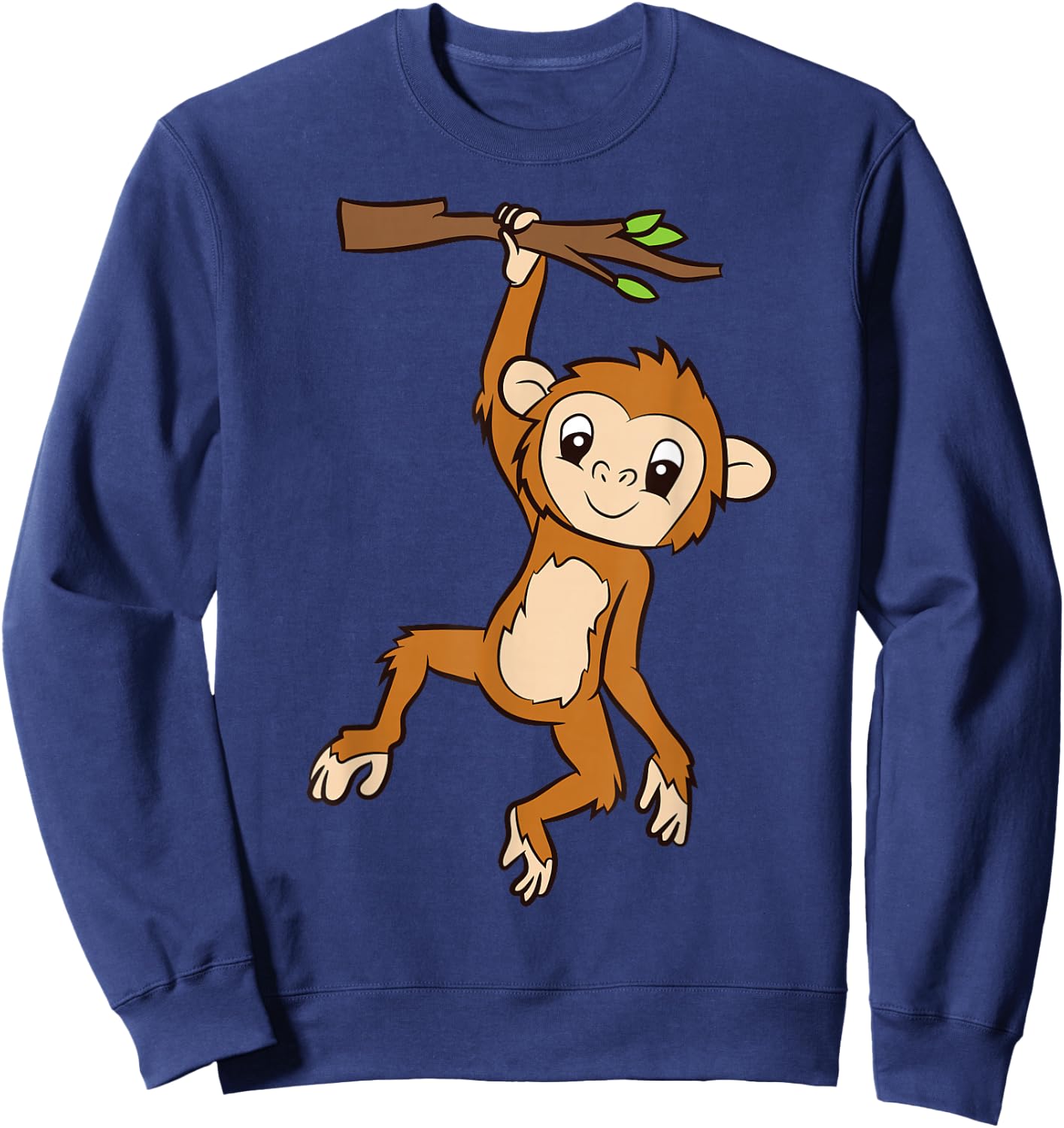 Monkey Hanging On Branch Ape Kids Cute Monkey Sweatshirt - Sweatshirt | Navy
