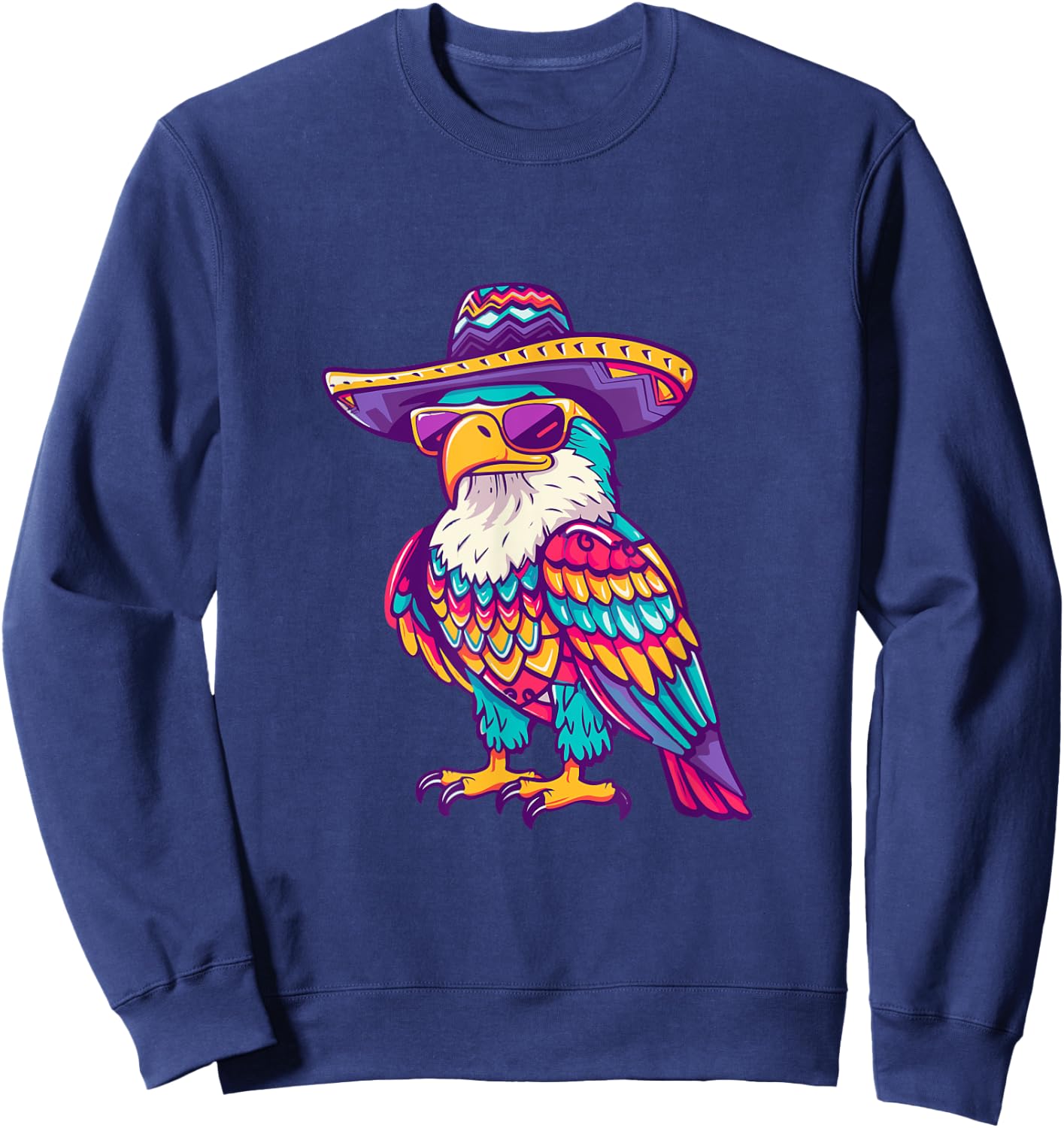 Party Eagle With Sombrero | Mexico Sweatshirt - Sweatshirt | Navy