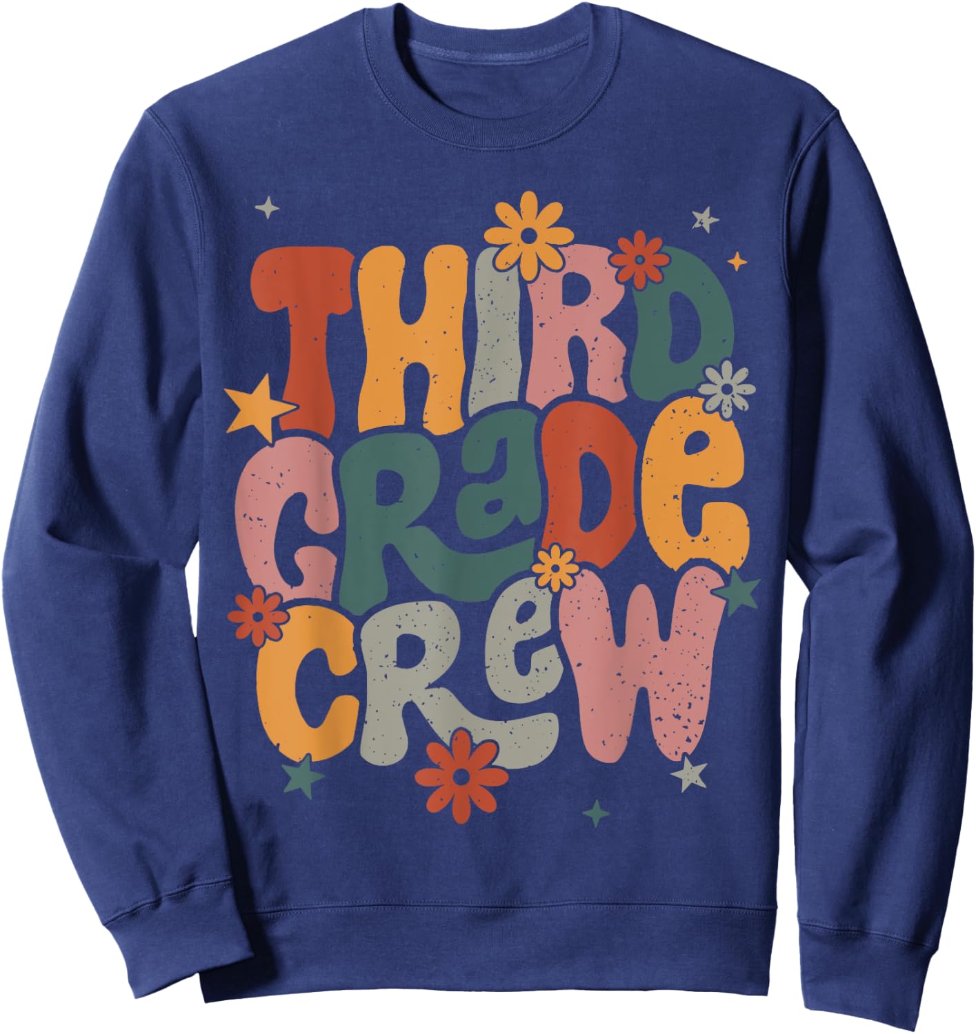 Retro Third Grade Crew Happy First Day Of School 3rd Grade Sweatshirt - Sweatshirt | Navy