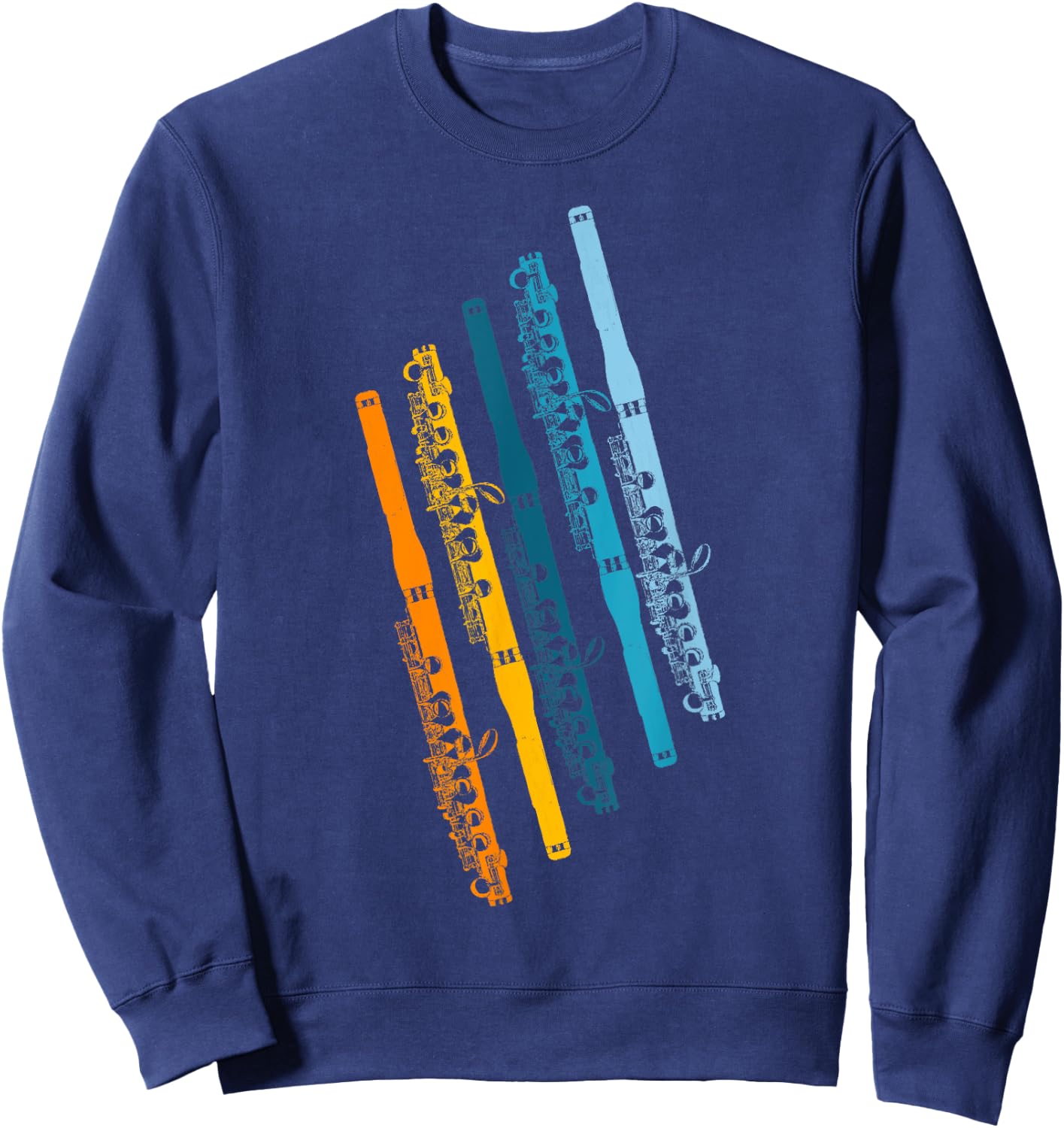 Funny Piccolo Retro Rainbow - Piccolo Player Orchestra Band Sweatshirt - Sweatshirt | Navy
