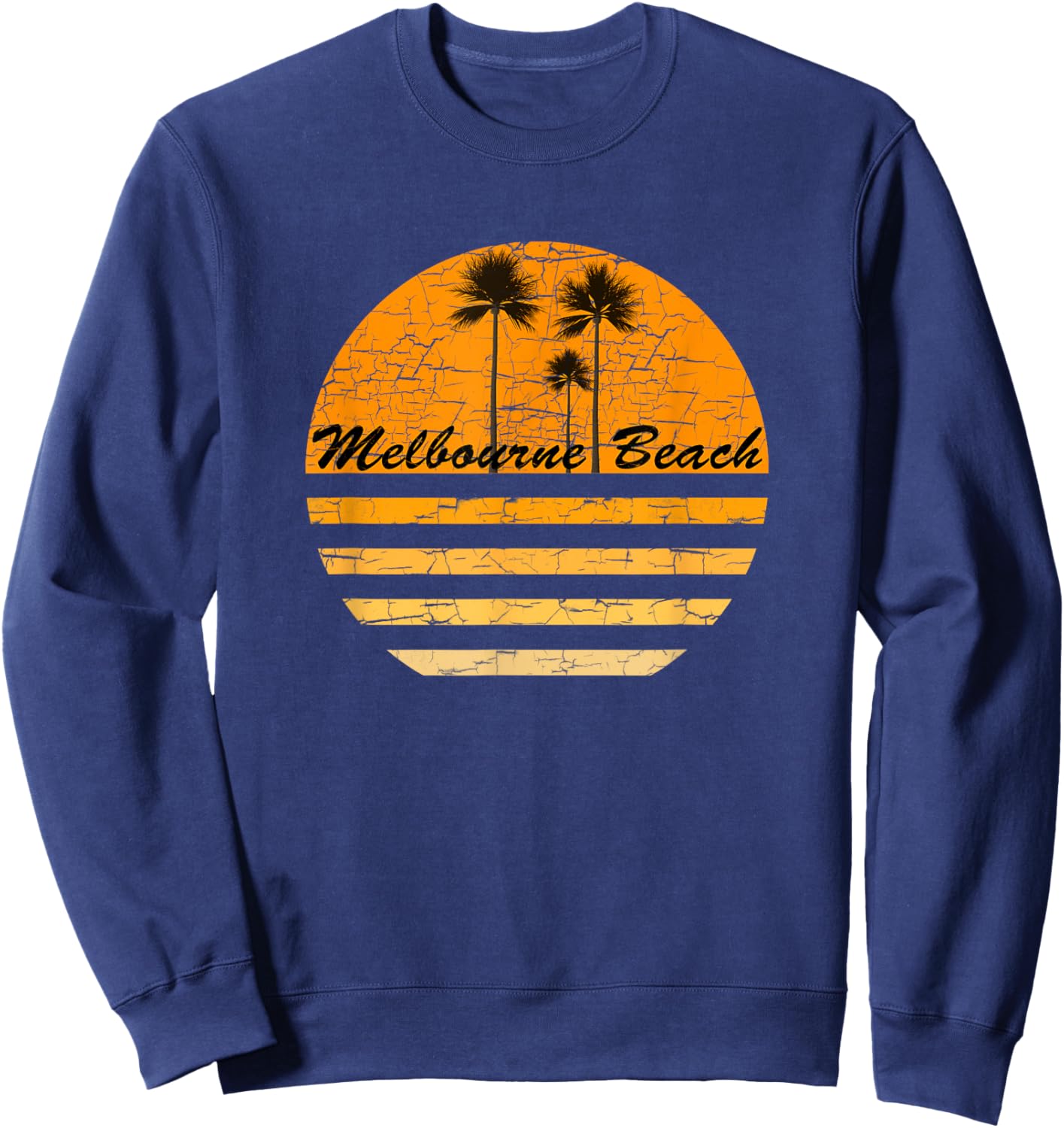 Melbourne Beach, FL 70s Throwback Surf Sweatshirt - Sweatshirt | Navy