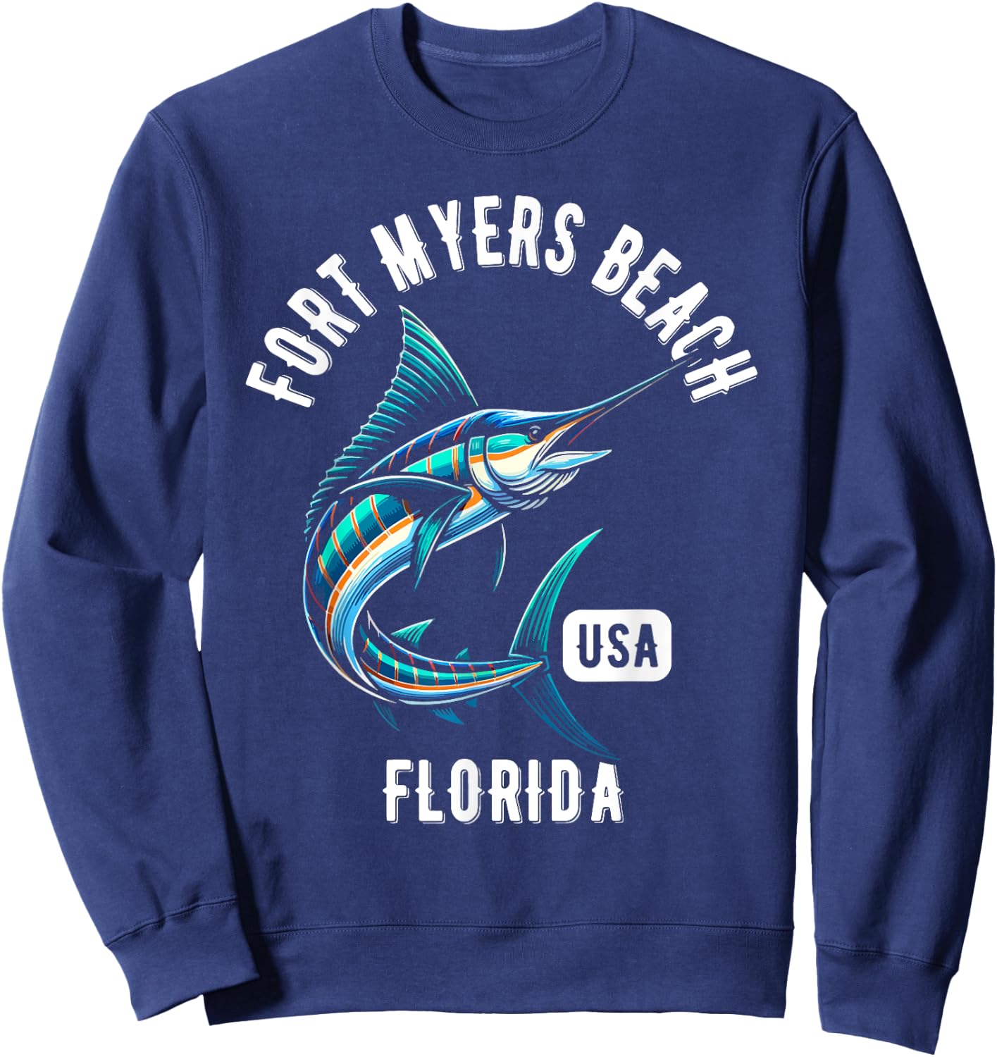 Fort Myers Beach Florida USA Fishing Design Sweatshirt - Sweatshirt | Navy