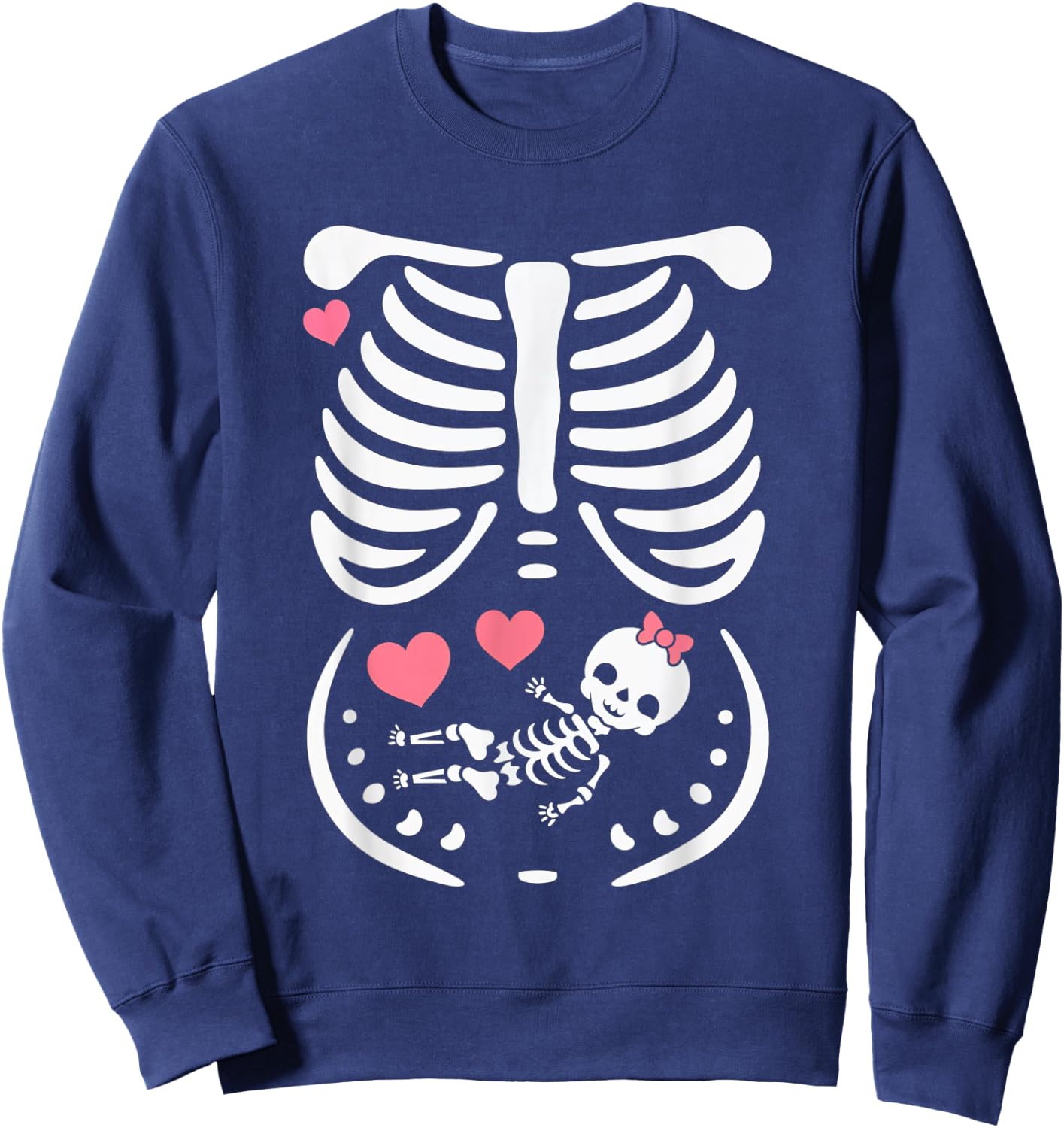 Maternity Skeleton Baby Love Hearts Cute Pregnancy Sweatshirt - Sweatshirt | Navy