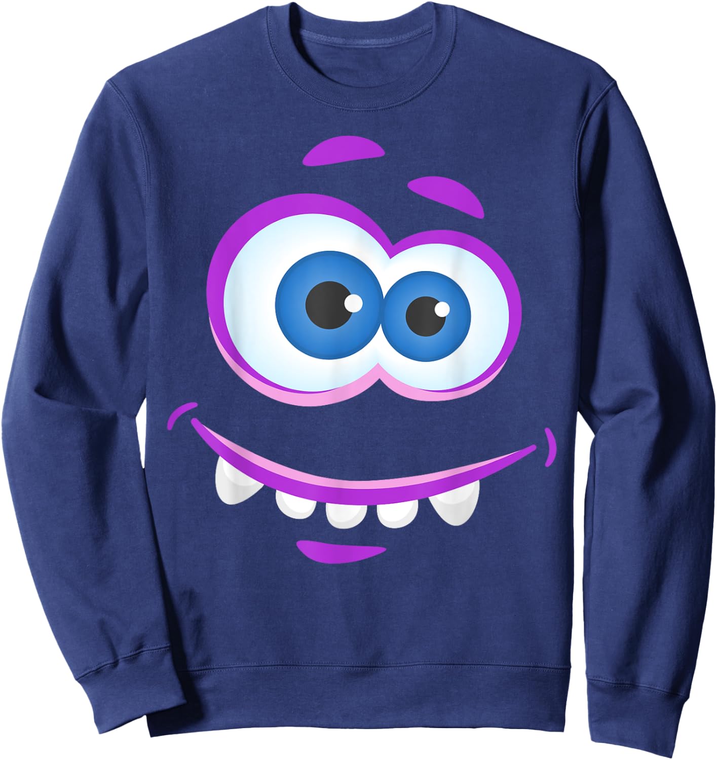 Big Eyes Monster Face Halloween Funny Costume Sweatshirt - Sweatshirt | Navy