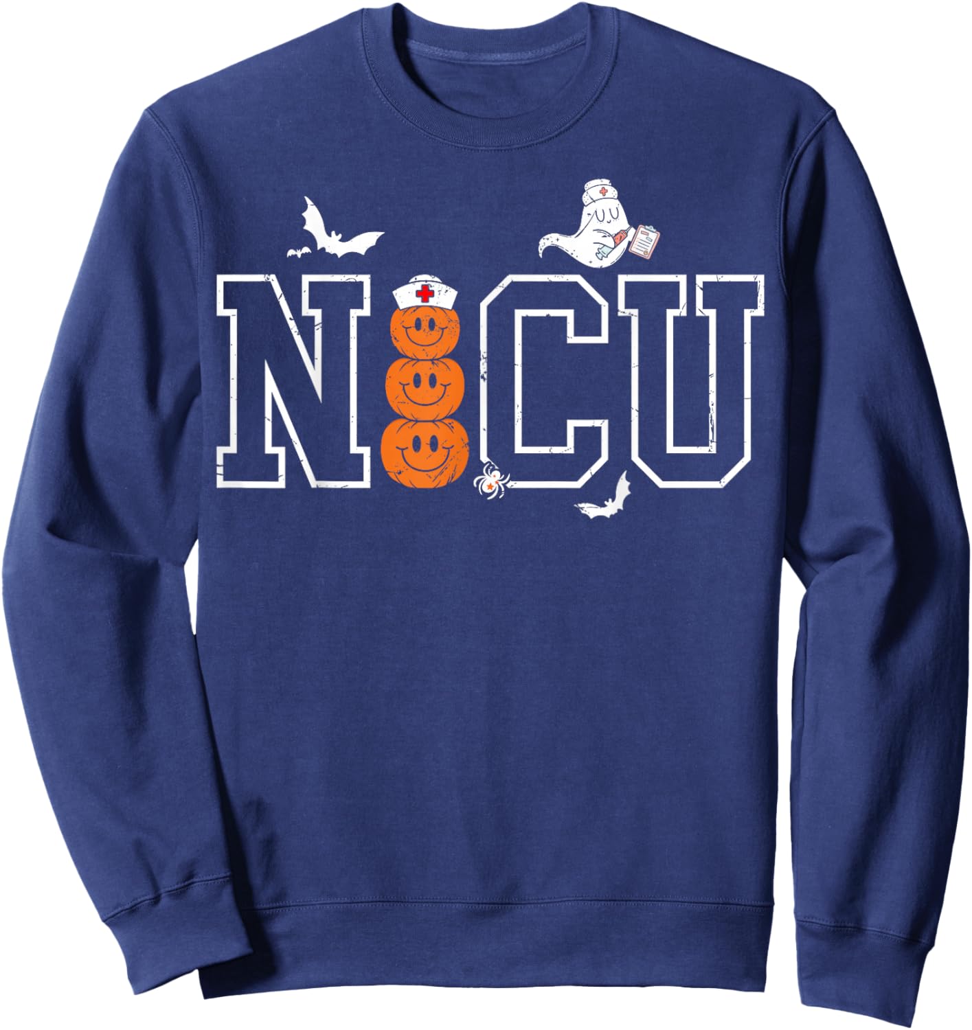 Groovy NICU Nurse Halloween Ghost Costume Neonatal Nurse Sweatshirt - Sweatshirt | Navy