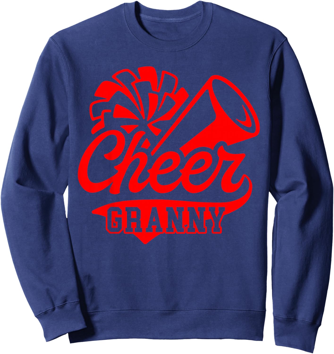 Cheer Granny Biggest Fan Leopard Print Black And Red Pom Pom Sweatshirt - Sweatshirt | Navy