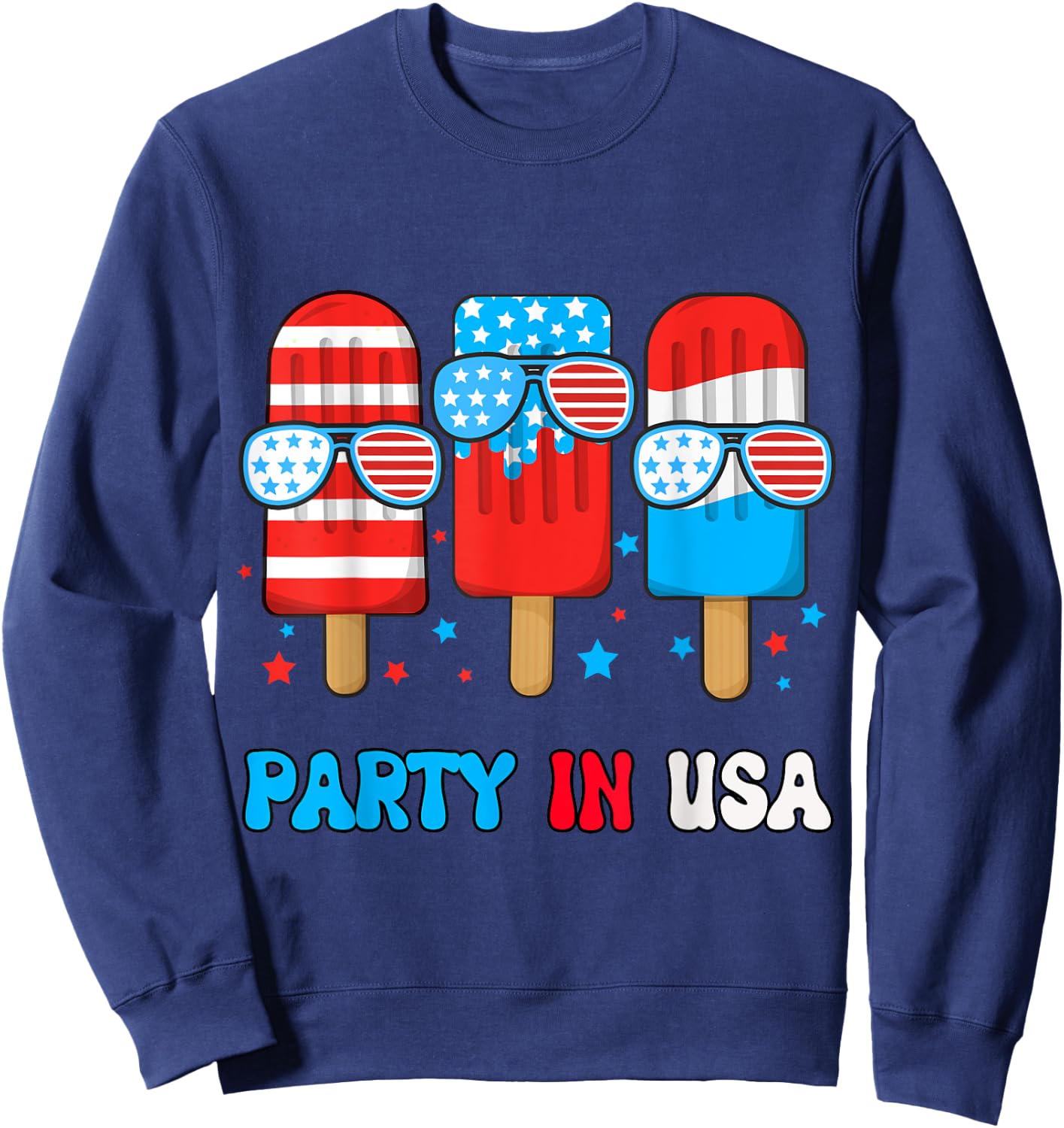 Party In USA Popsicle-Shirt Toddler Boy American Flag USA Sweatshirt - Sweatshirt | Navy